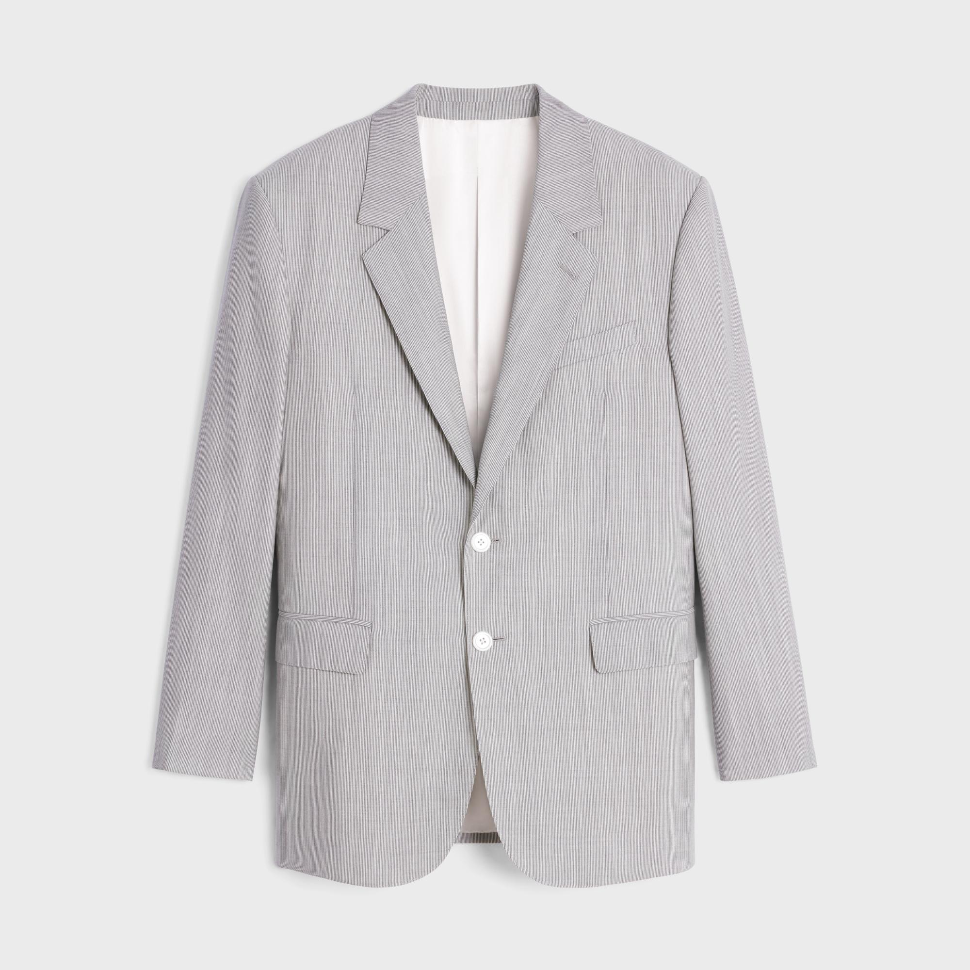 Veste Jude Laine Soie Rayée - Craie/Noir