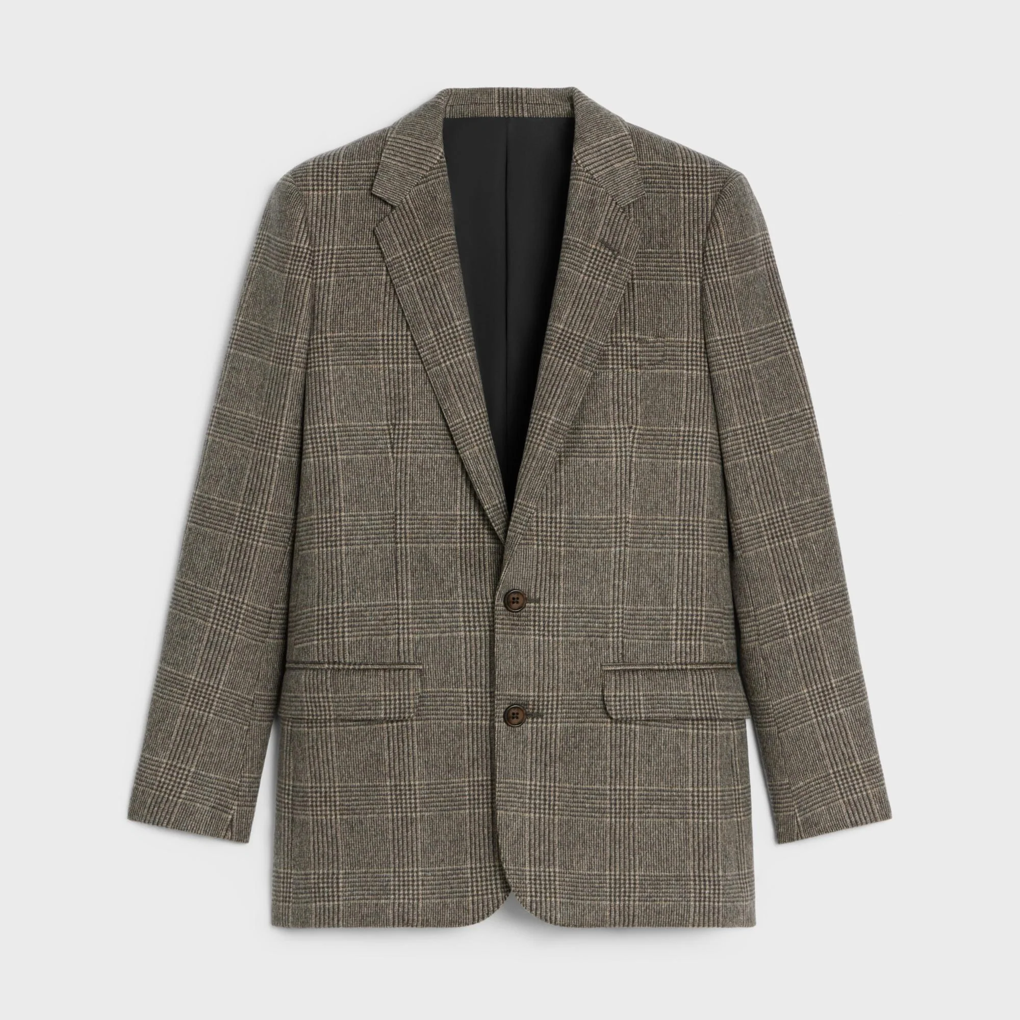 Veste Longue 2B Col Droit Laine Cashmere Pdg Cachemire - Marron Glace/Craie