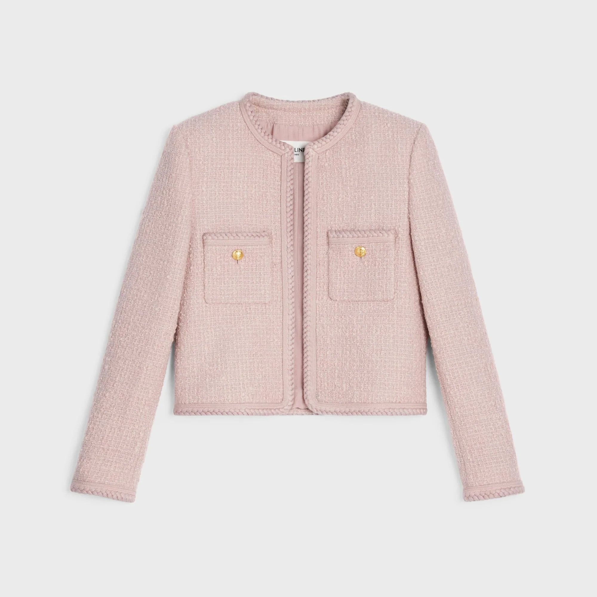 Veste Cardigan Manche Gallon Bouclette Natte - Rose Petale