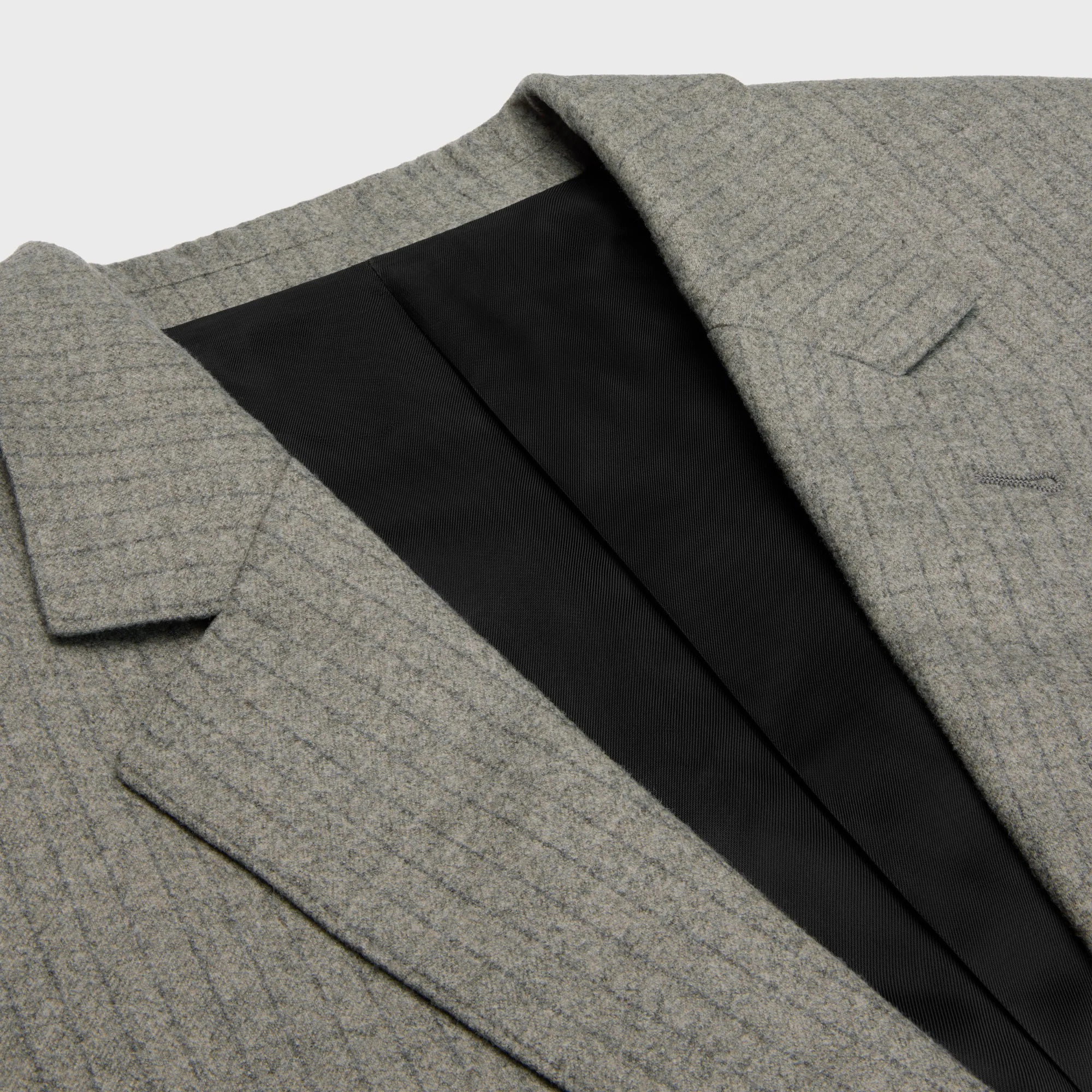 Blazer Bnf 2B Col Droit Flanelle Laine Cashmere Rayee Cachemire - Beton/Anthracite - Image 3