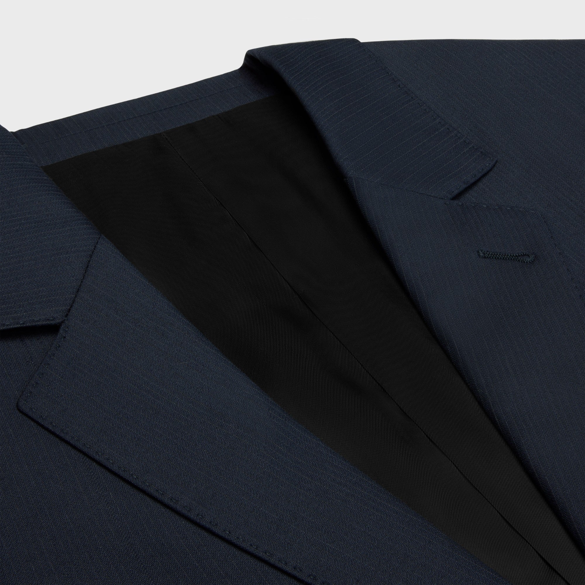 Blazer Bnf 2B Col Droit Laine Rayure Ultrafine - Dark Navy - Image 3