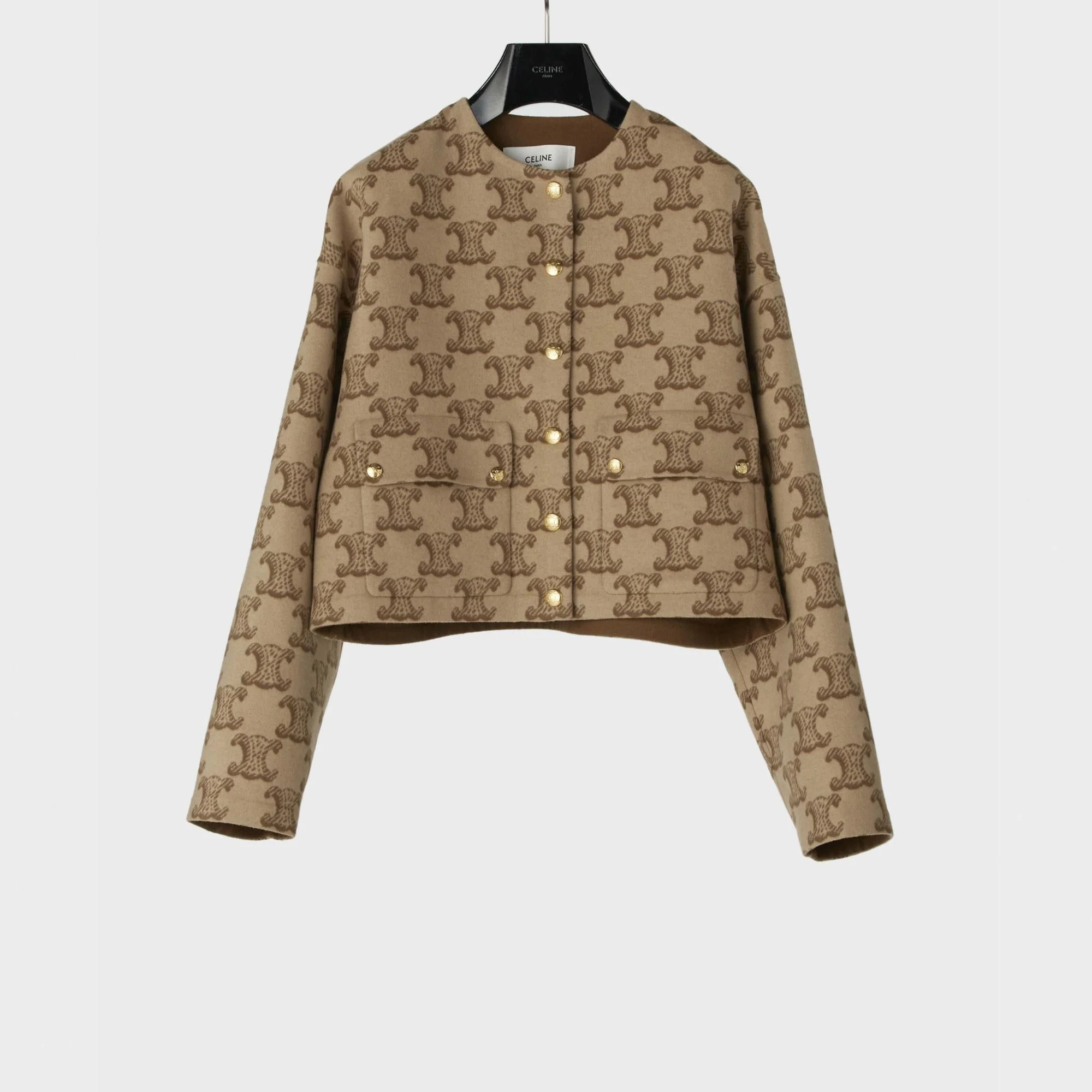 Veste Cardigan Laine Double Face Monogramme - Corde/Tabac
