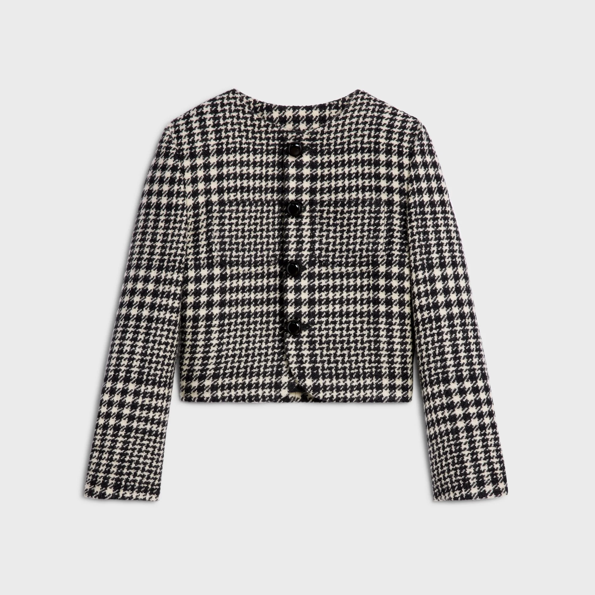 Veste Verneuil Col Pur Natte Laine Prince De Galles - Ivoire/Noir