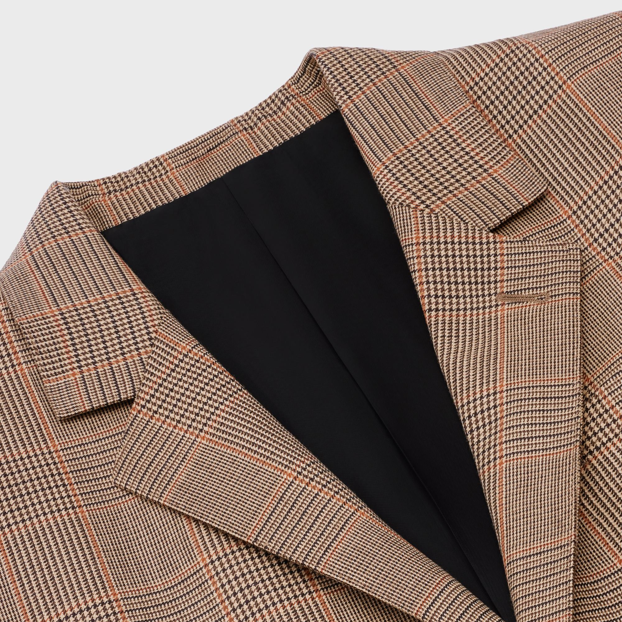Veste Jude 2B Col Droit Prince De Galles - Beige/Chataigne/Noir - Image 3