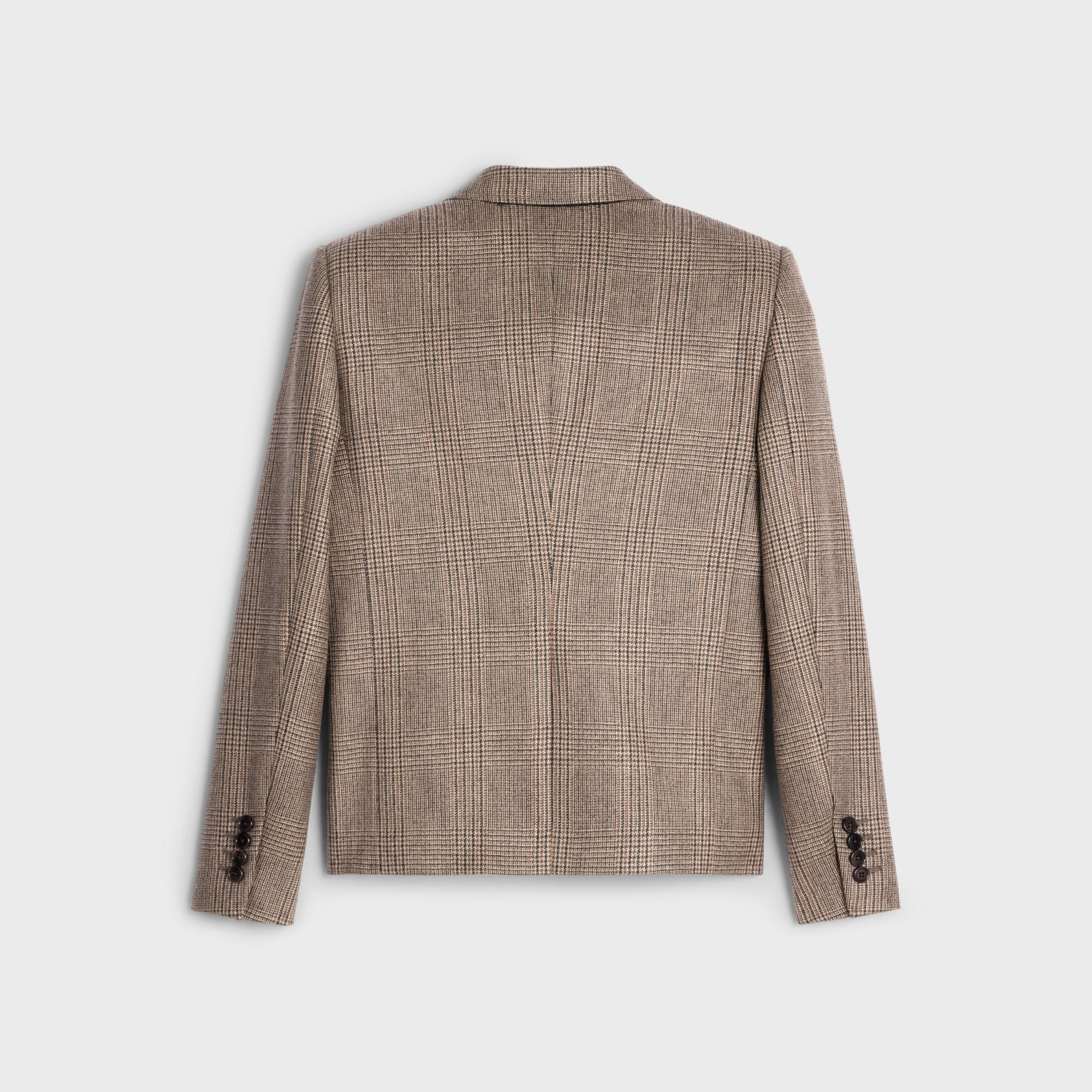 Veste Courte 2B Col Droit Laine Prince De Galles - Beige/Marron/Noir - Image 2