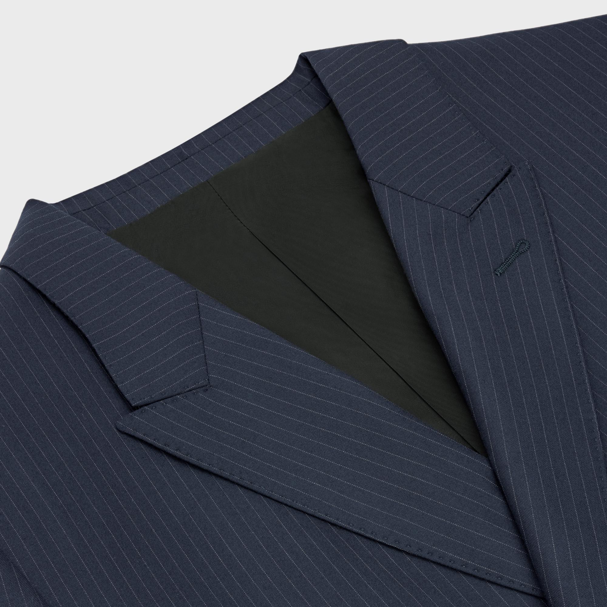 Veste Jude 6B Col Cranté Toile Legere Rayure Cambridge - Navy/Craie - Image 3