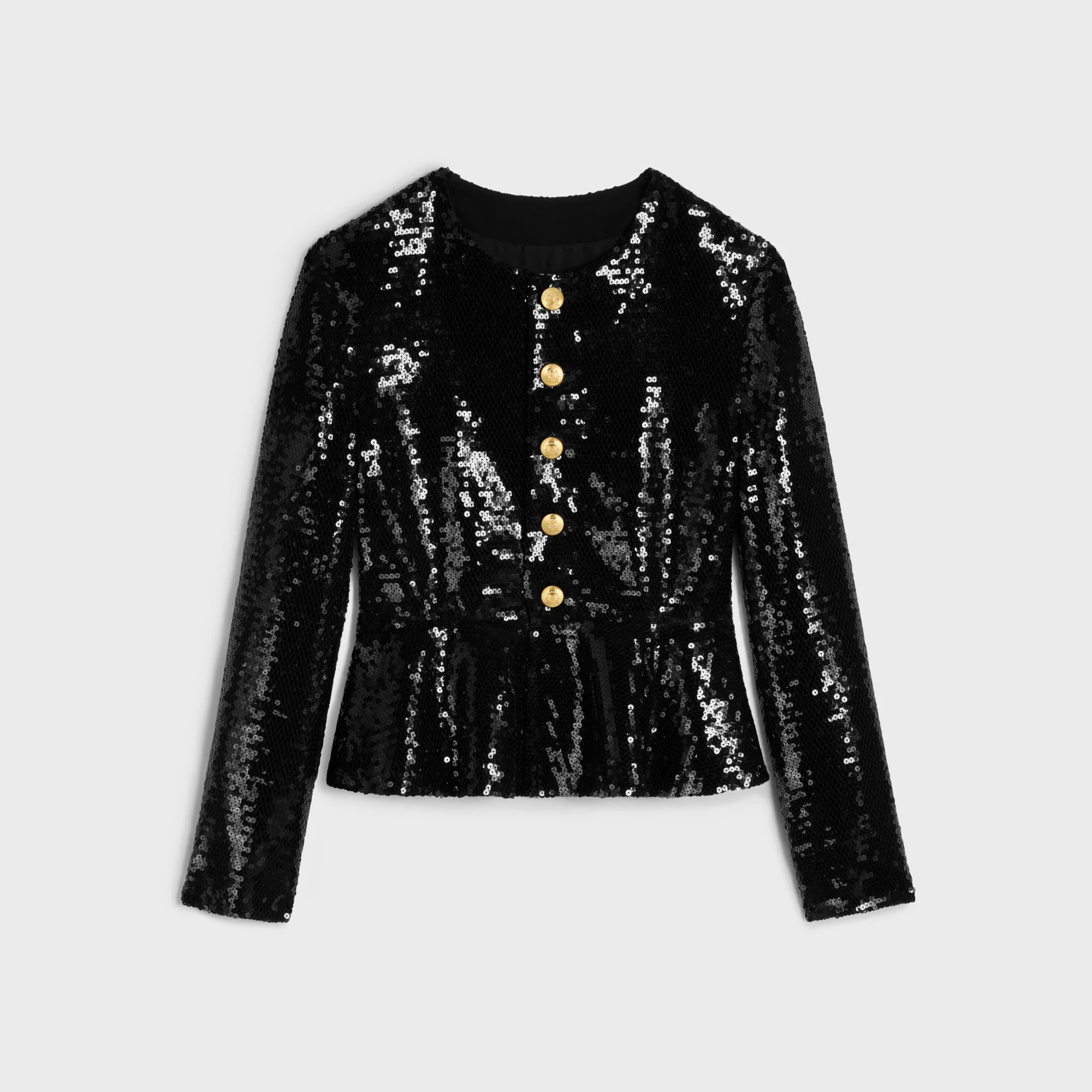 Veste Chelsea Basque Brodee Mousseline Soie Paillettes - Black
