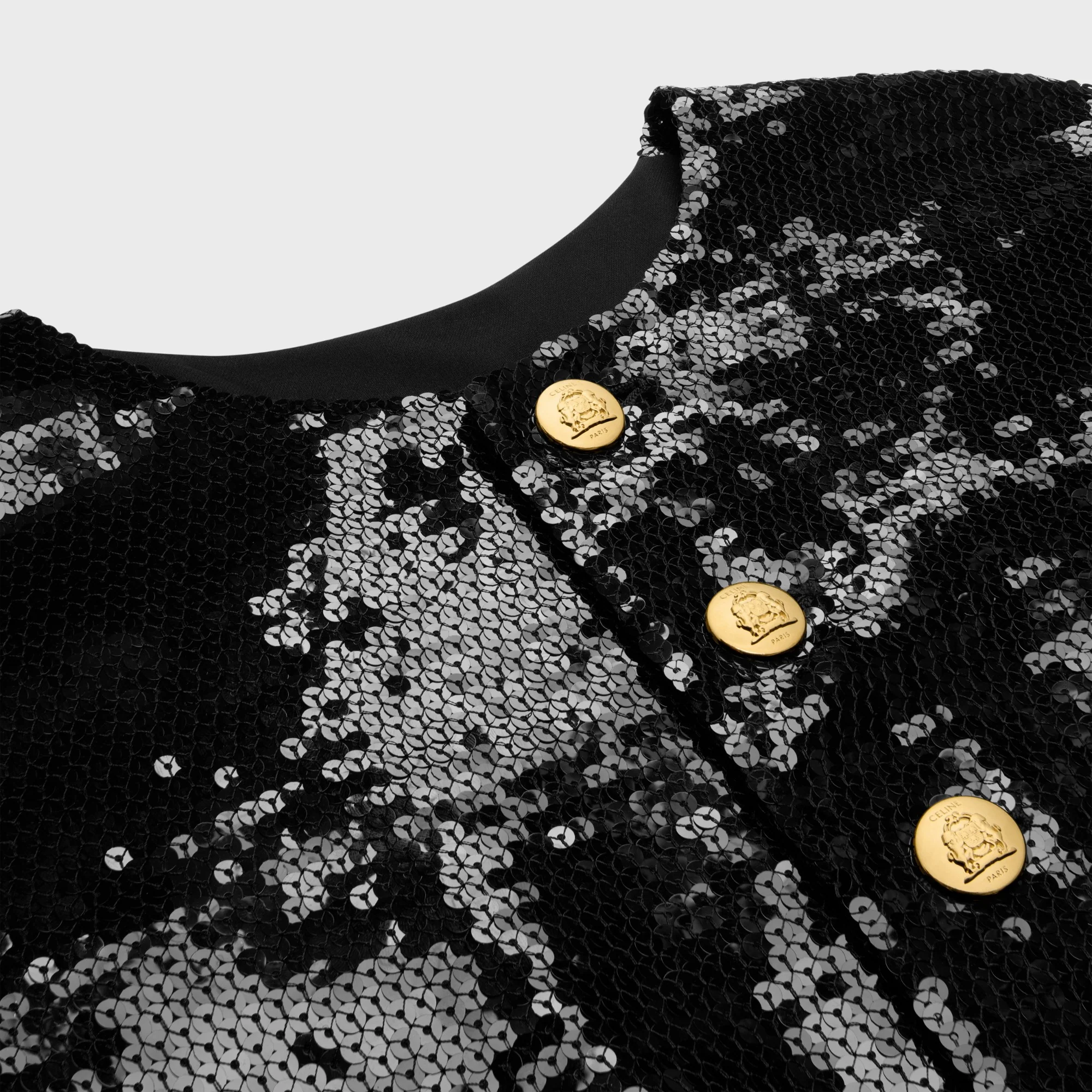 Veste Chelsea Basque Brodee Mousseline Soie Paillettes - Black - Image 3