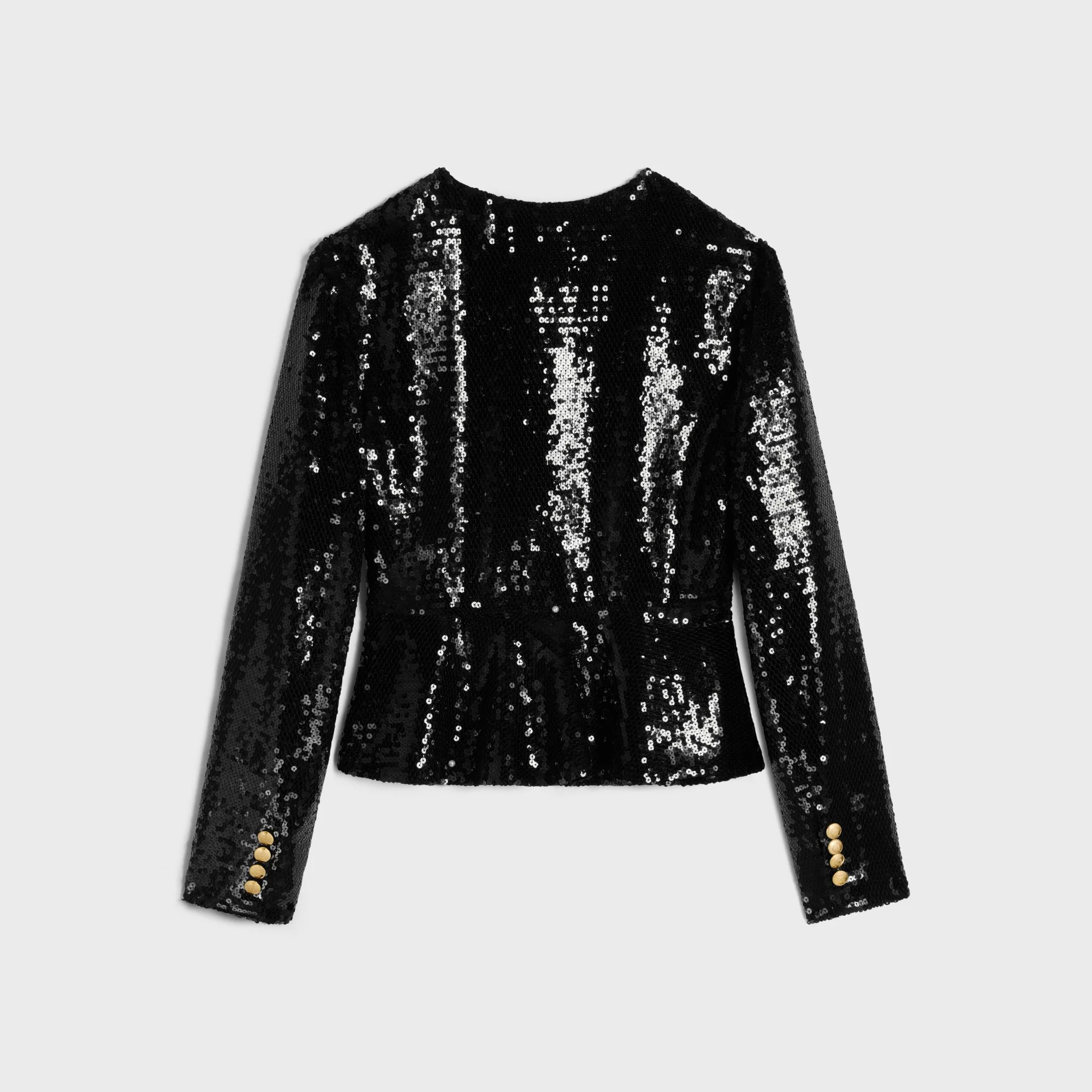 Veste Chelsea Basque Brodee Mousseline Soie Paillettes - Black - Image 2