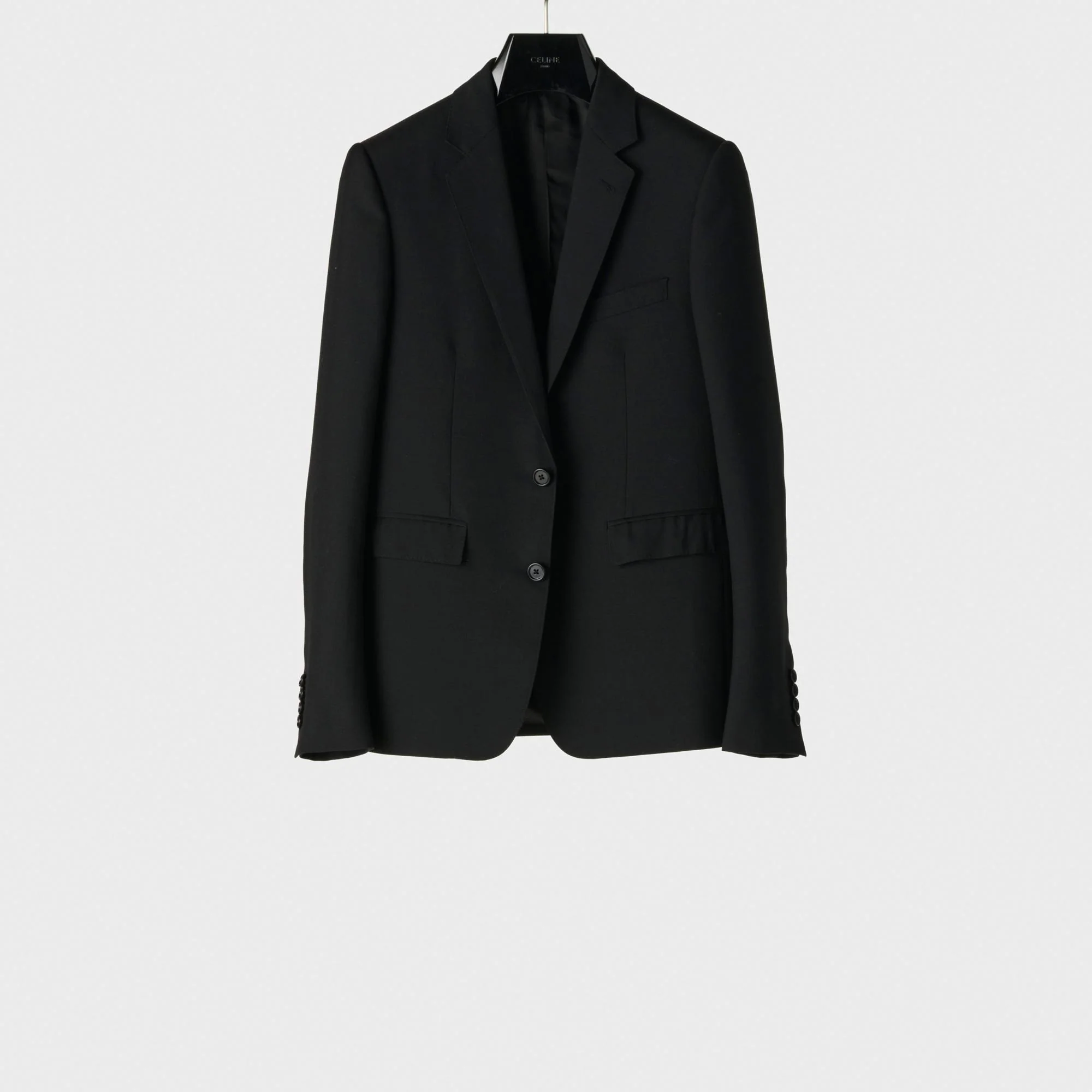 Veste Carnaby Courte 2B Col Dt Wool Gabardine - Black