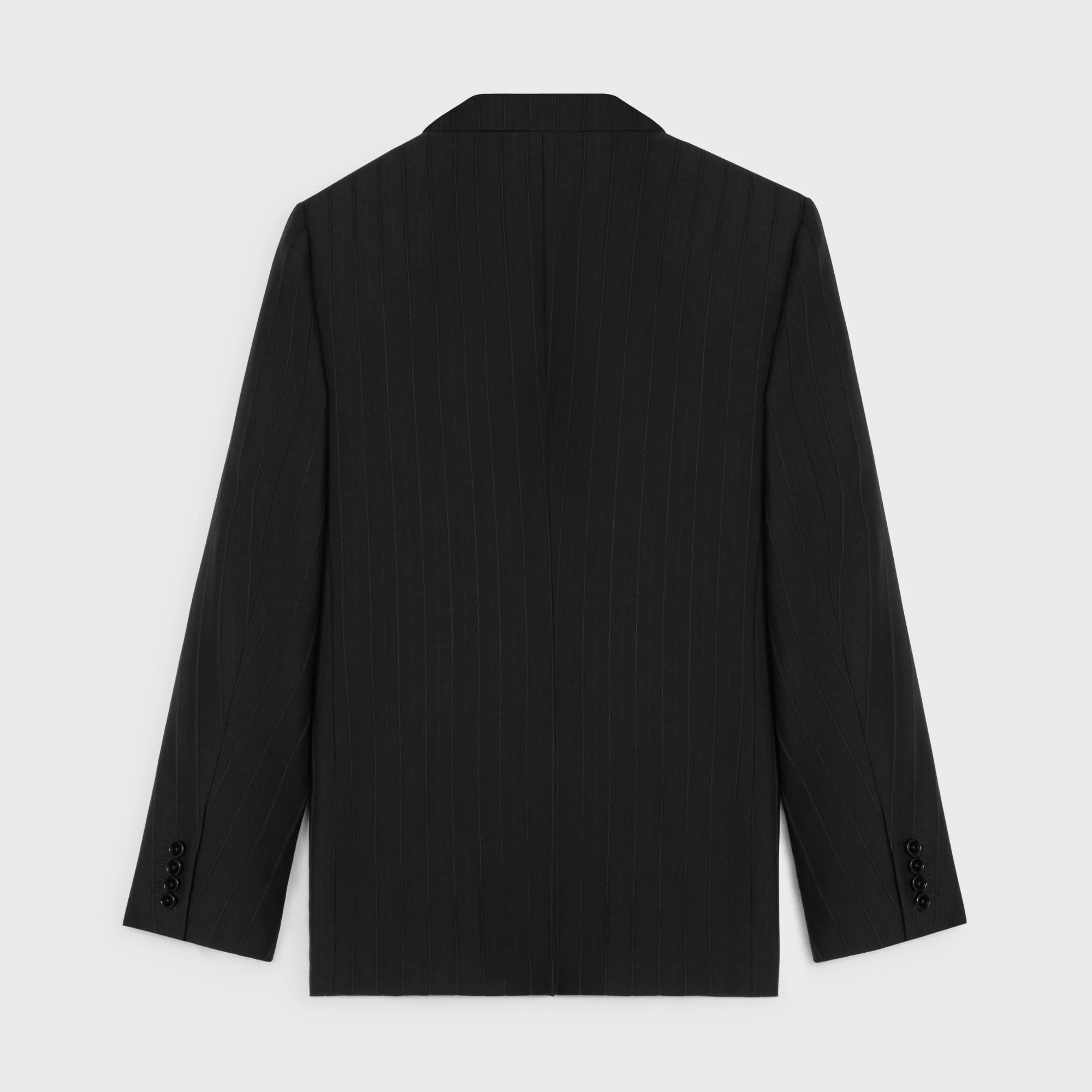 Veste Carnaby 6B Col Crante Gabardine Laine Rayure Satin - Noir/Marron - Image 2