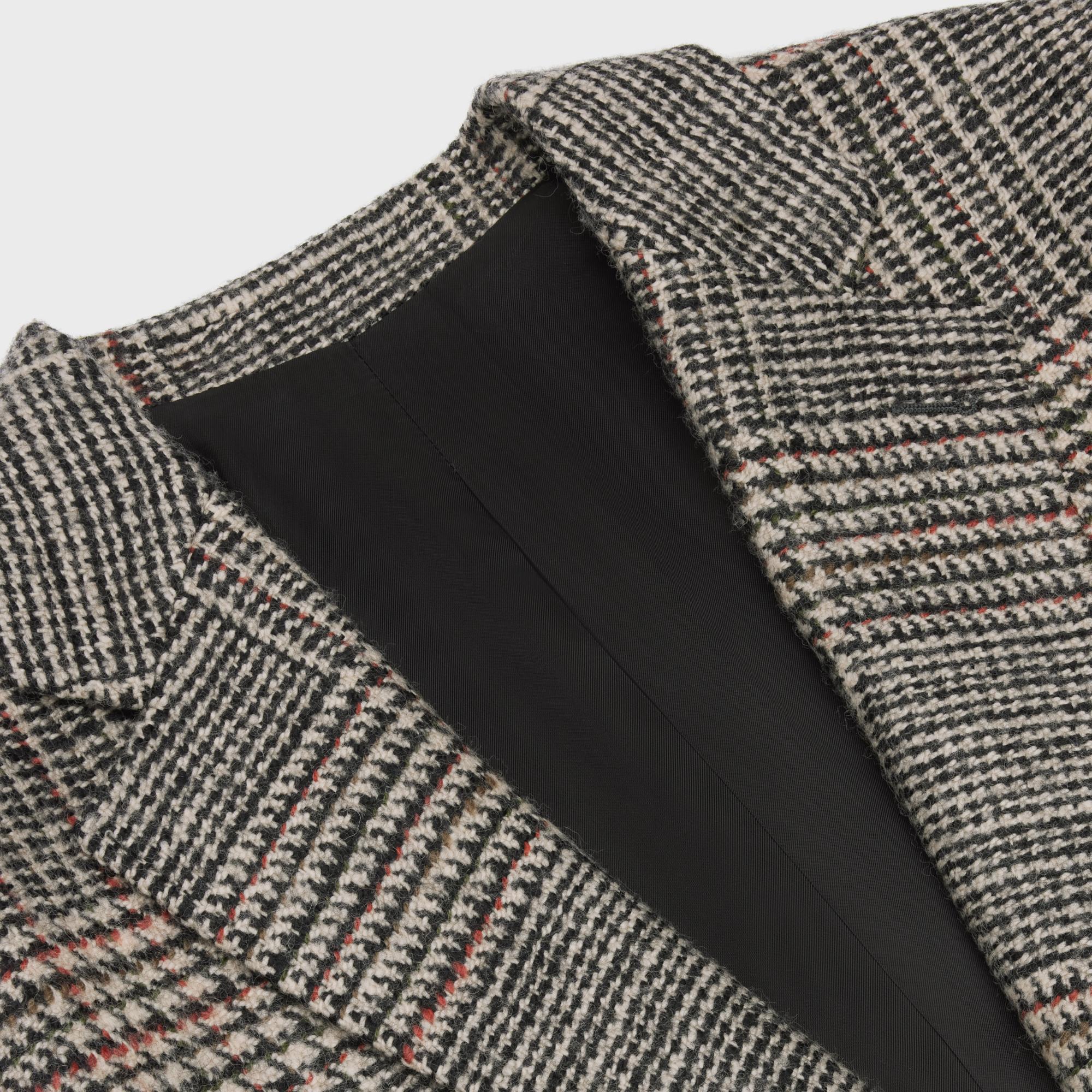 Veste Garçon 2B Col Droit Laine Carreaux - Noir/Vanille/Rouille - Image 6