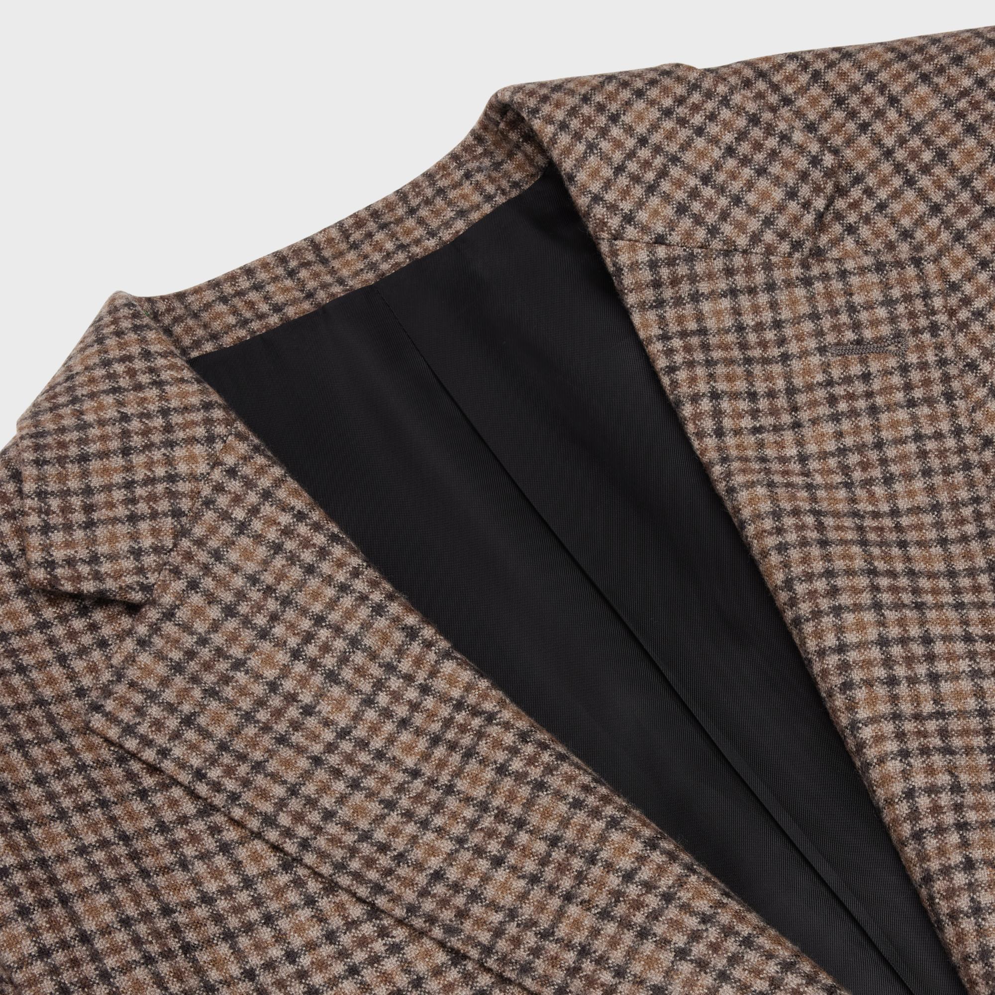 Jacket Garcon 2B Col Droit Flanelle Cashmere Veste Cachemire Rayures - Marron Glace/Brun - Image 8