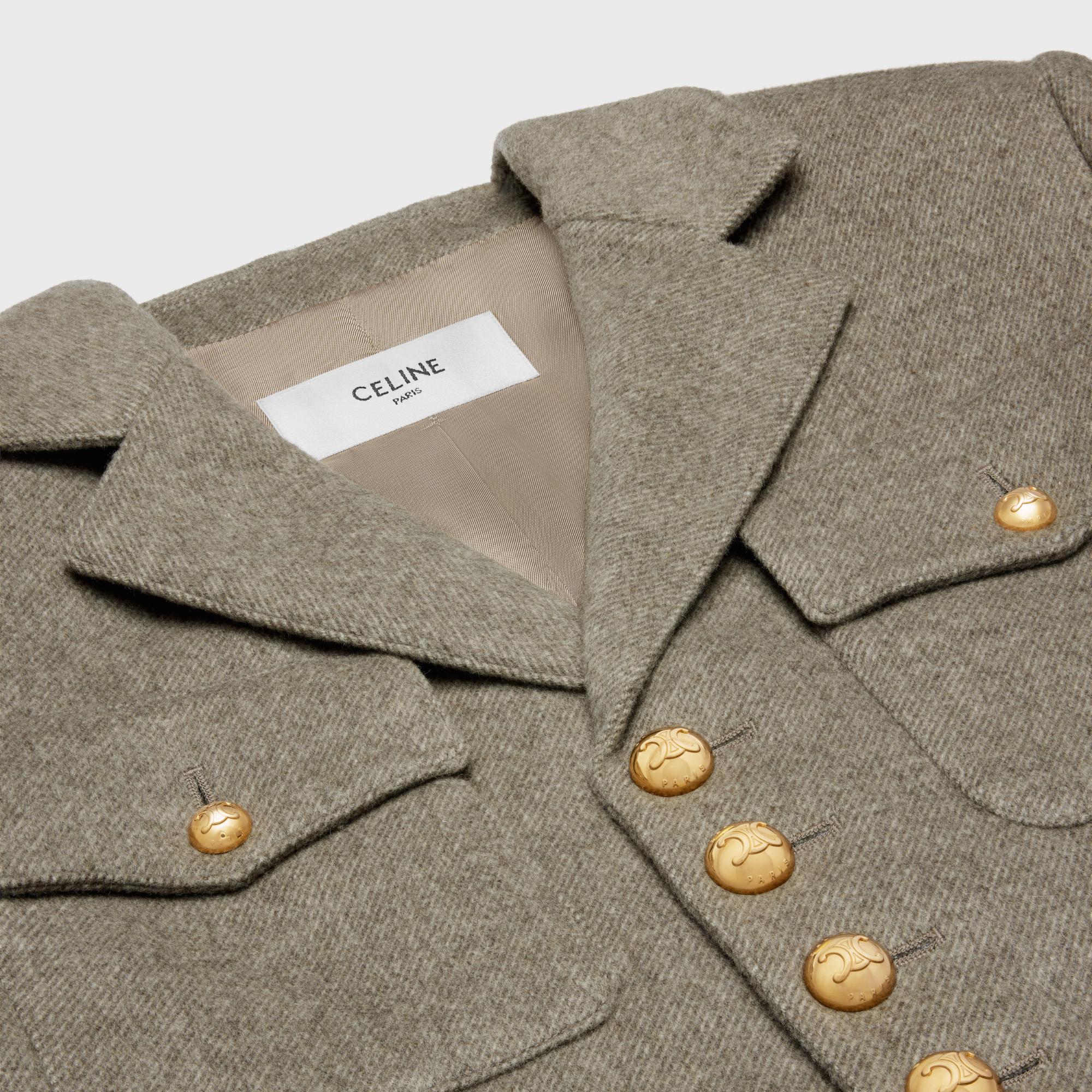 Jacket Saharienne Cashmere Flannel Veste - Beige Gris - Image 3
