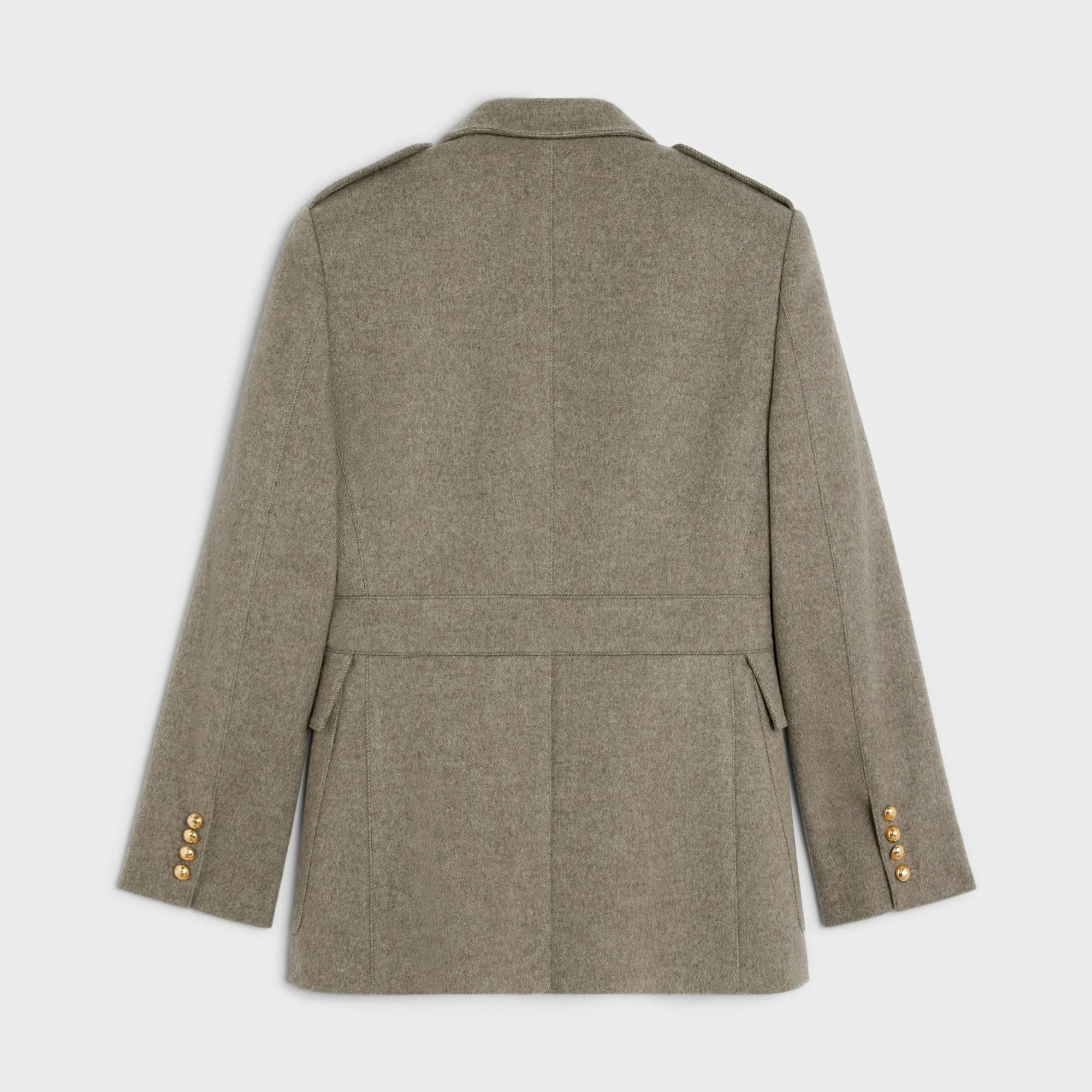Jacket Saharienne Cashmere Flannel Veste - Beige Gris - Image 2