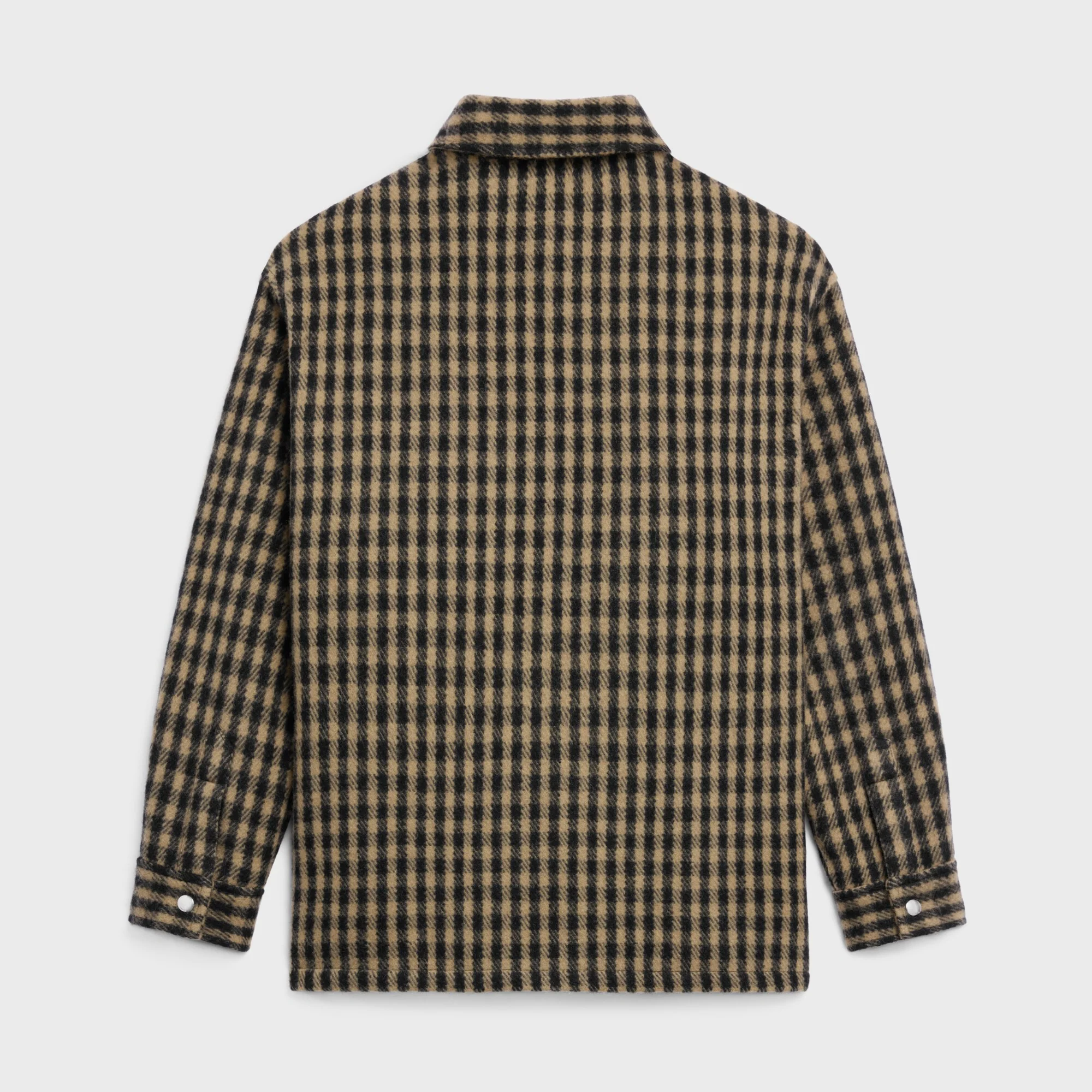 Quilted Wool Overshirt Surchemise Matelassee Laine Carreaux Cologne - Camel/Noir - Image 2