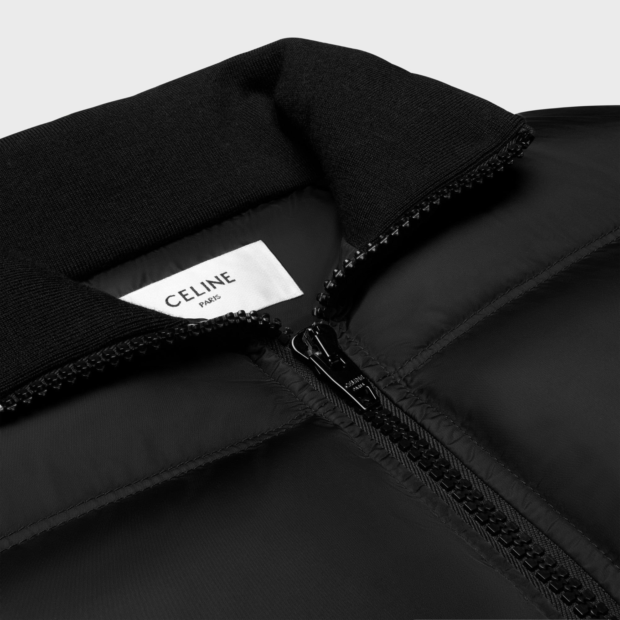 Celine Cropped Down Jacket Doudoune Nylon Leger - Black - Image 3