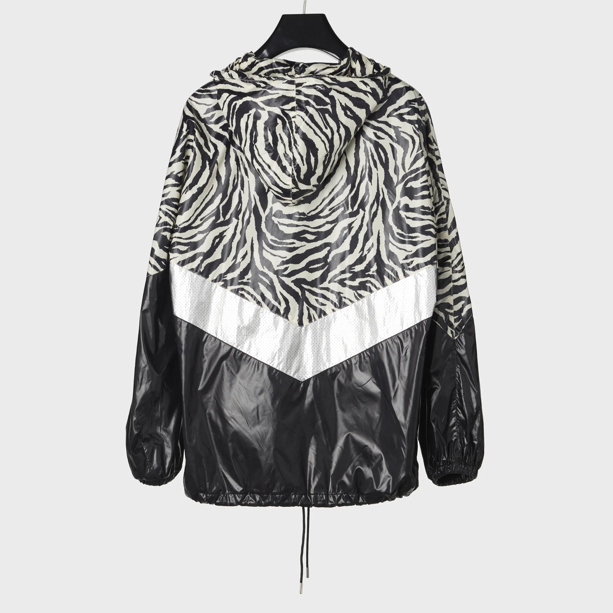 Blouson Decoupe Nylon Zebre New Wave Enduit - Black / White - Image 2