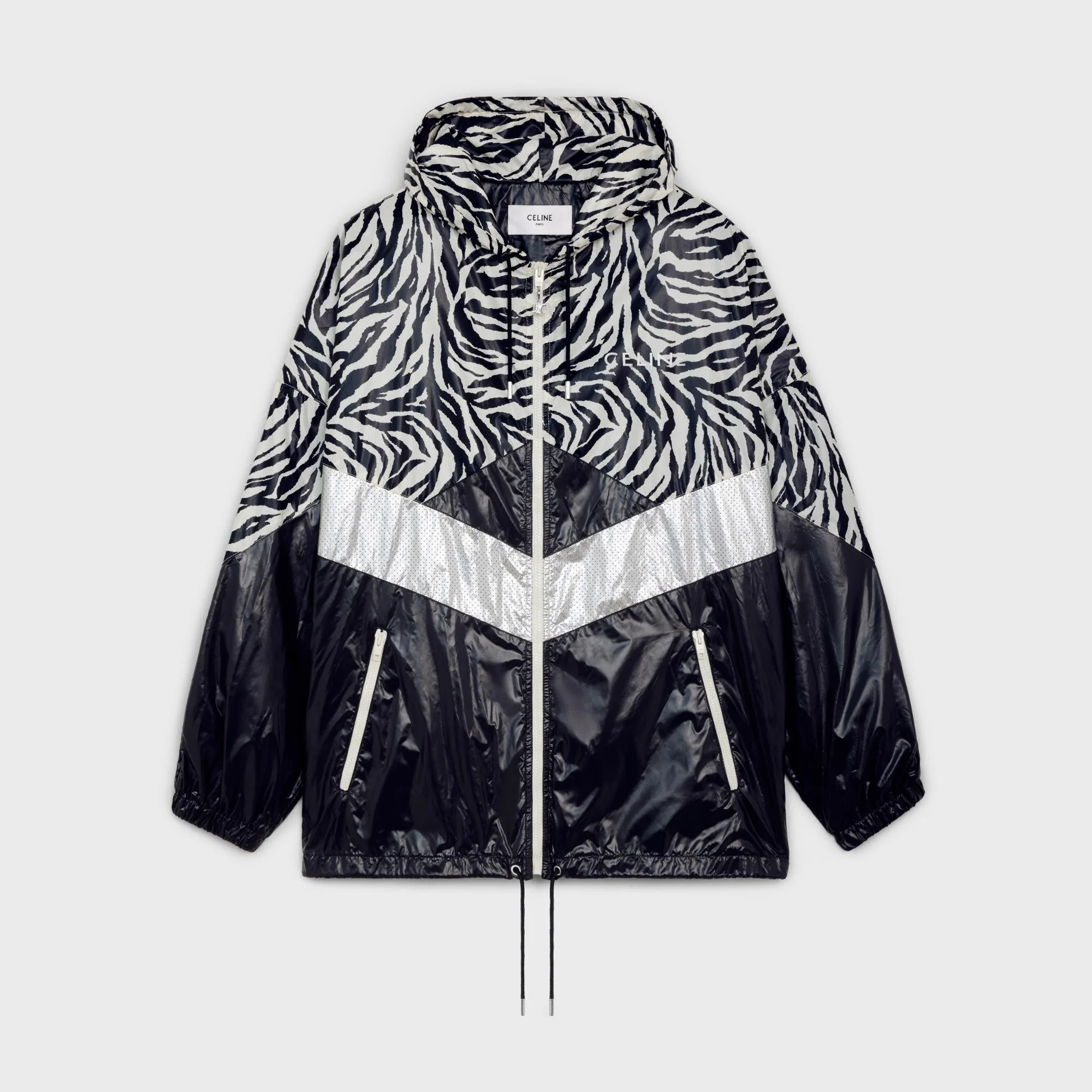 Blouson Decoupe Nylon Zebre New Wave Enduit - Black / White - Image 3