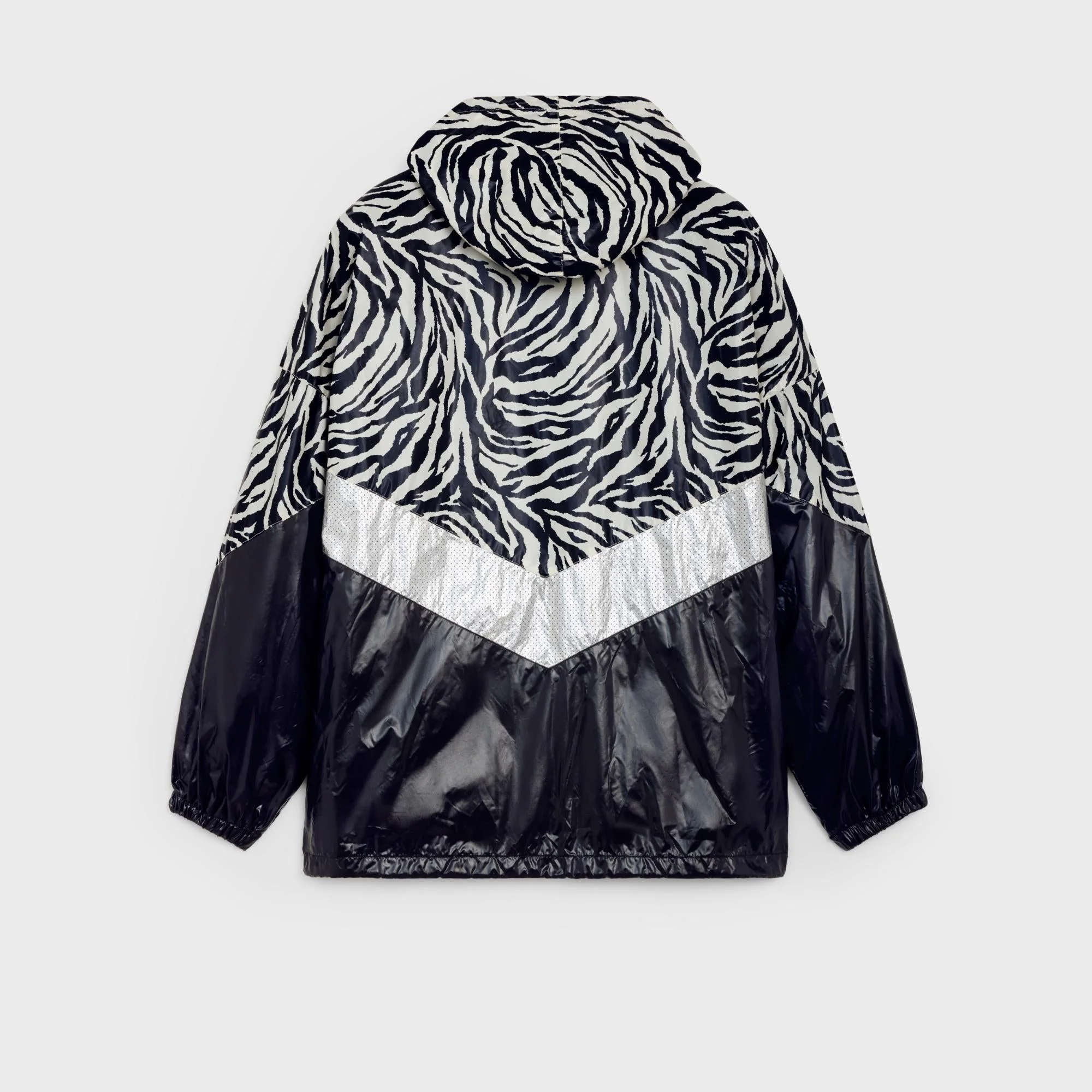 Blouson Decoupe Nylon Zebre New Wave Enduit - Black / White - Image 4