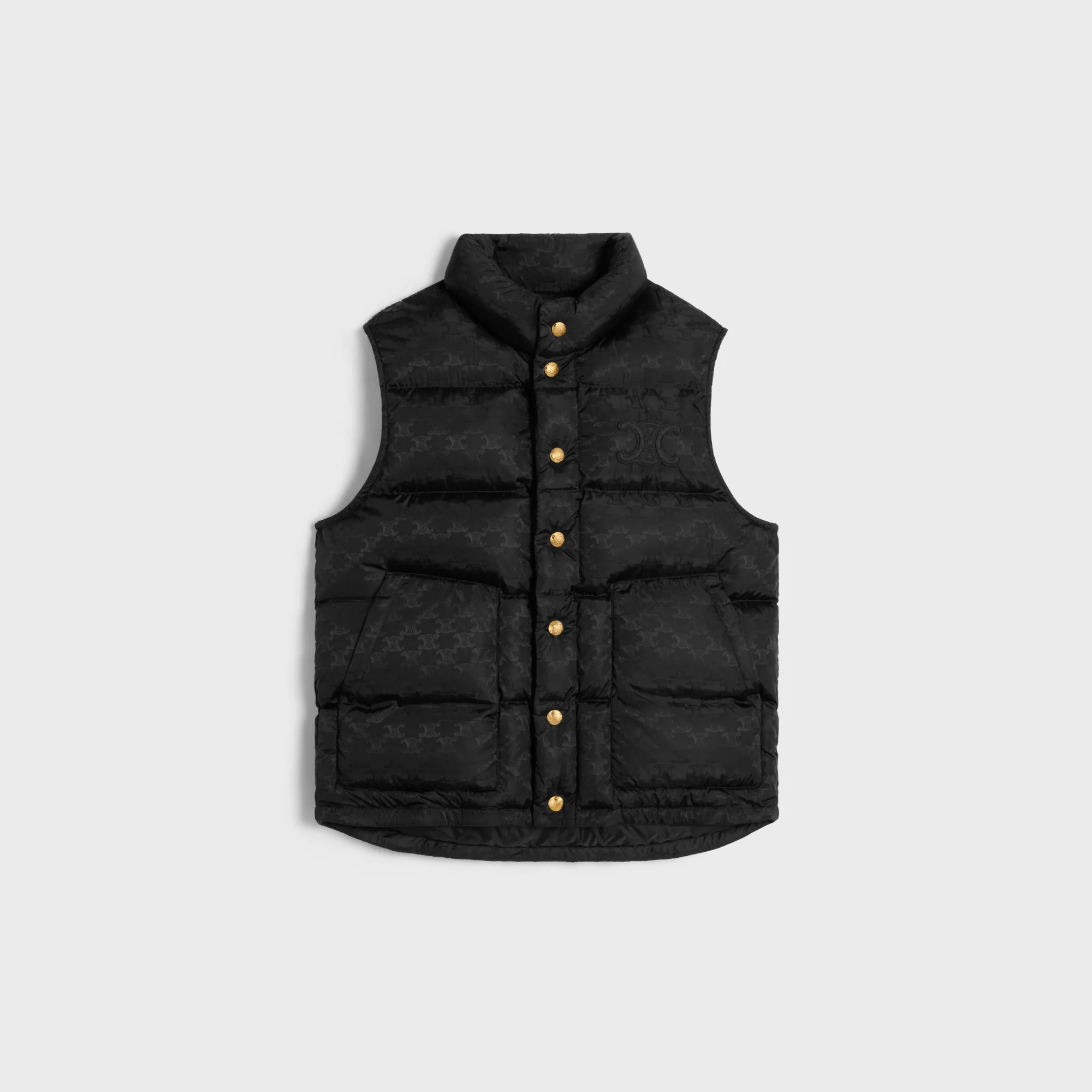 Doudoune Sans Manches Triomphe Monogram Jacquard Nylon - Black
