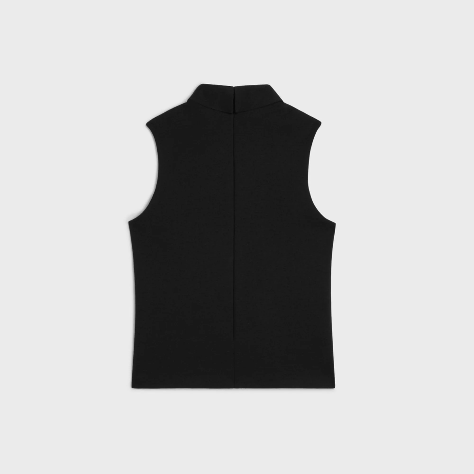 Top Col Retourne Jersey De Laine - Black - Image 2