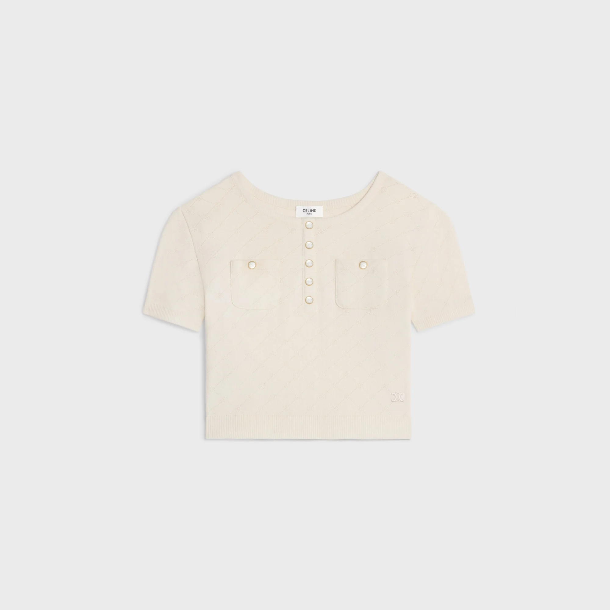 Crop Top Jersey Coton Pointelle - Ecru