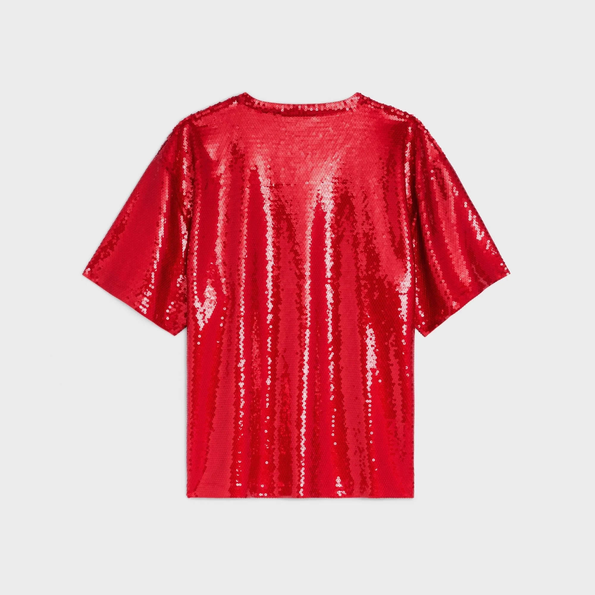 T-Shirt Brodé All Over Celine Cotton Jersey - Rouge Intense / Off White - Image 2