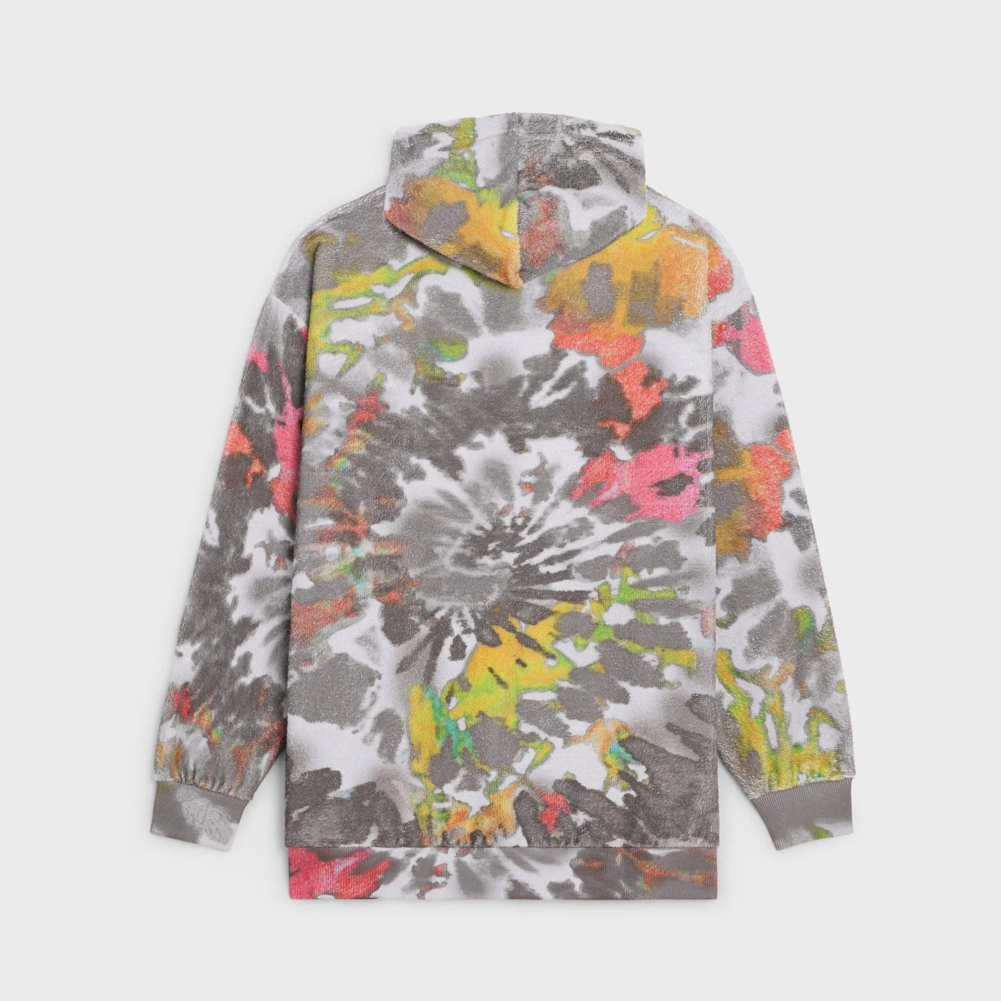 Hoodie Oversize Brode Celine Coton Eponge Tie Dye - Gris Multico / Off White - Image 2