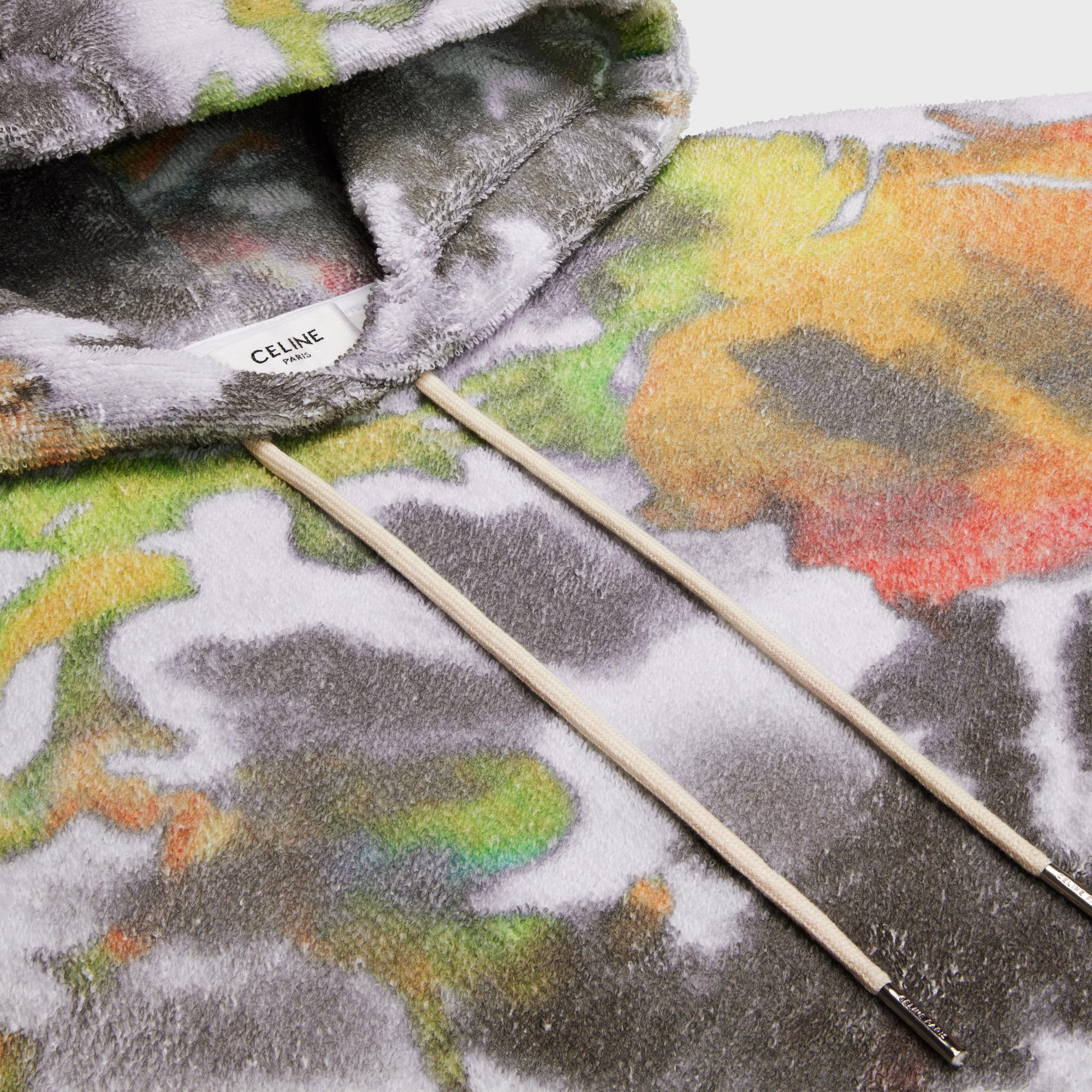 Hoodie Oversize Brode Celine Coton Eponge Tie Dye - Gris Multico / Off White - Image 3