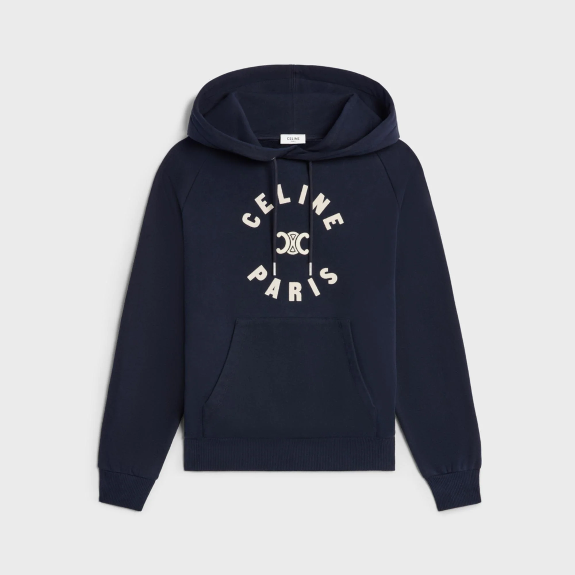 Hoodie Celine Triomphe Paris Cotton Fleece - Blue Petrol/Cream