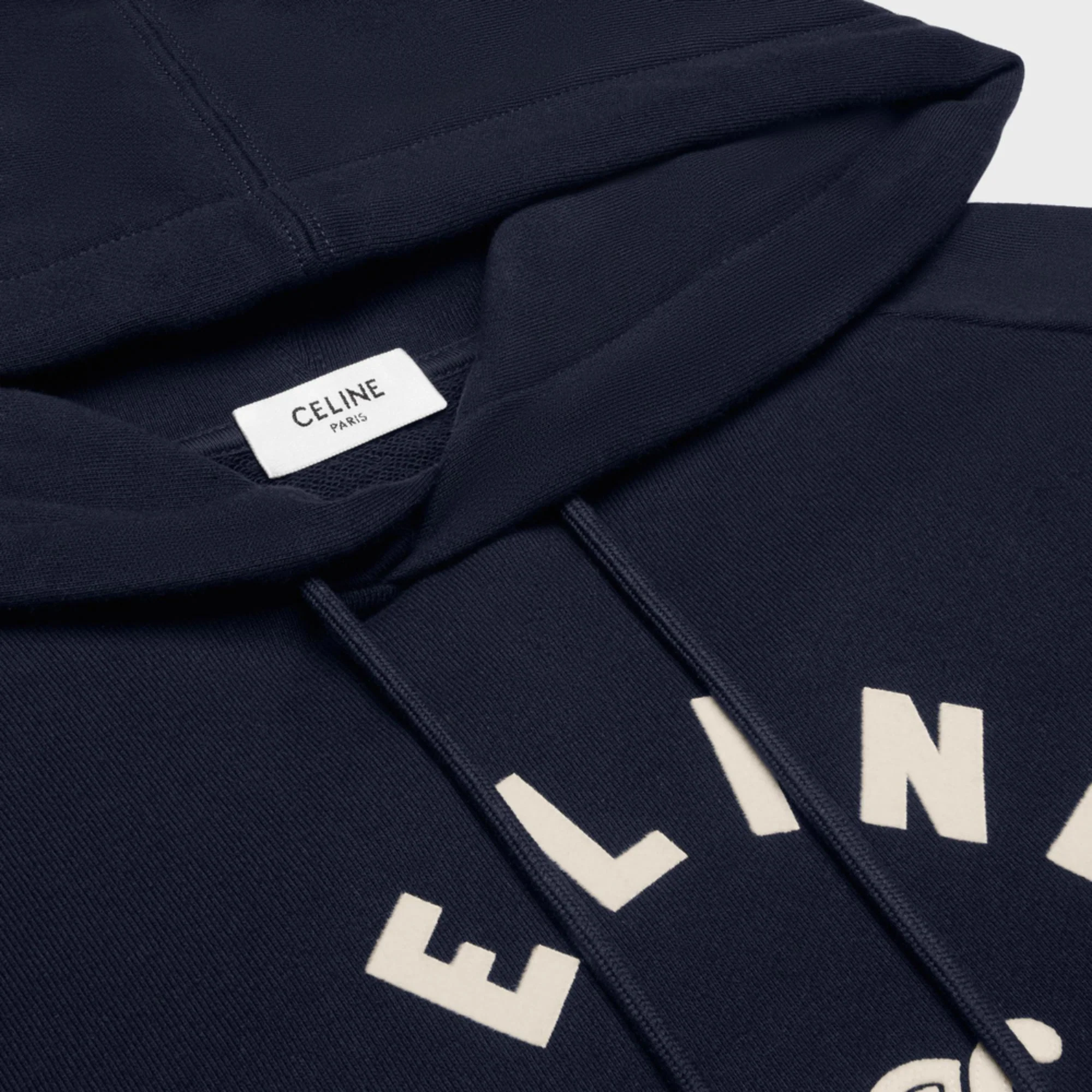 Hoodie Celine Triomphe Paris Cotton Fleece - Blue Petrol/Cream - Image 3