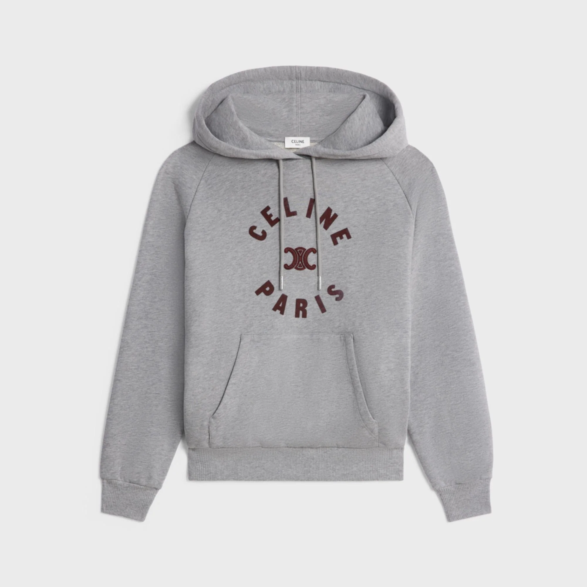 Hoodie Celine Triomphe Paris Cotton Fleece - Grey Melange / Bordeaux