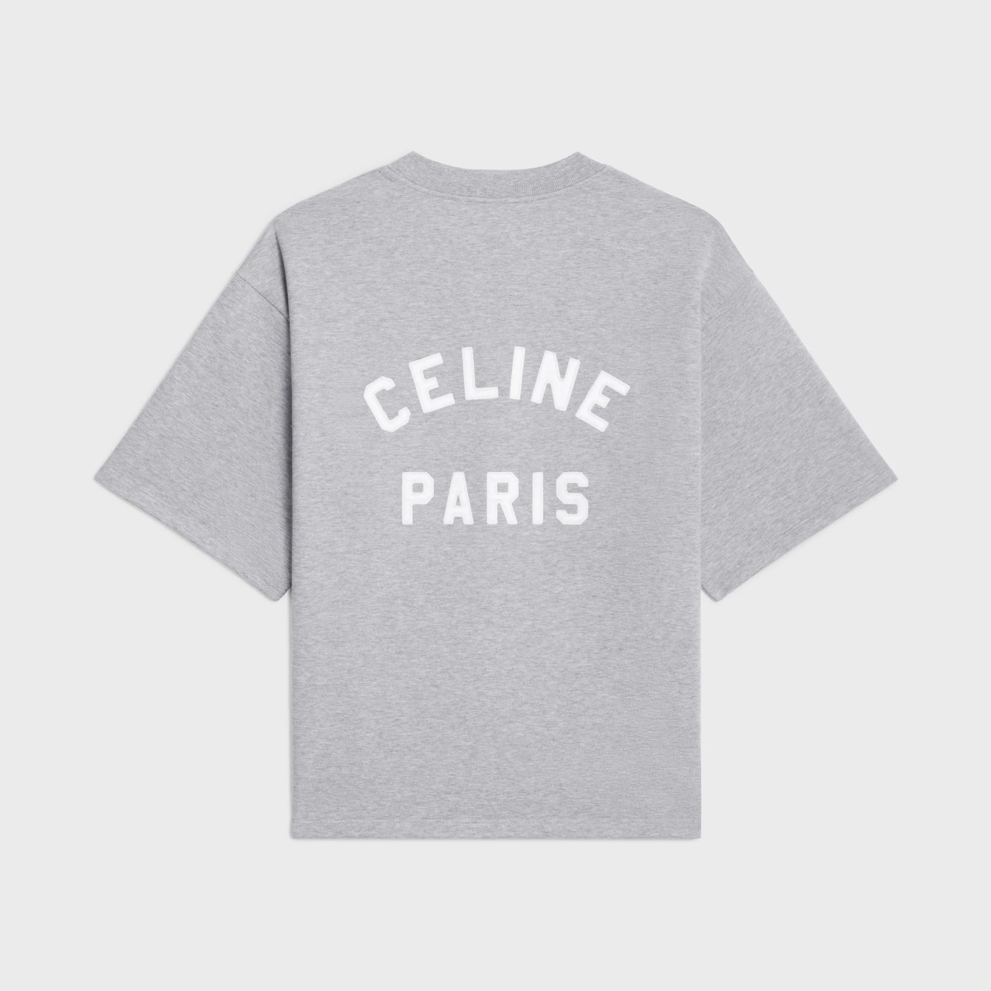Sweat Lacets Celine Paris Molleton Coton Cashmere Cachemire - Grey Melange/Off White - Image 2