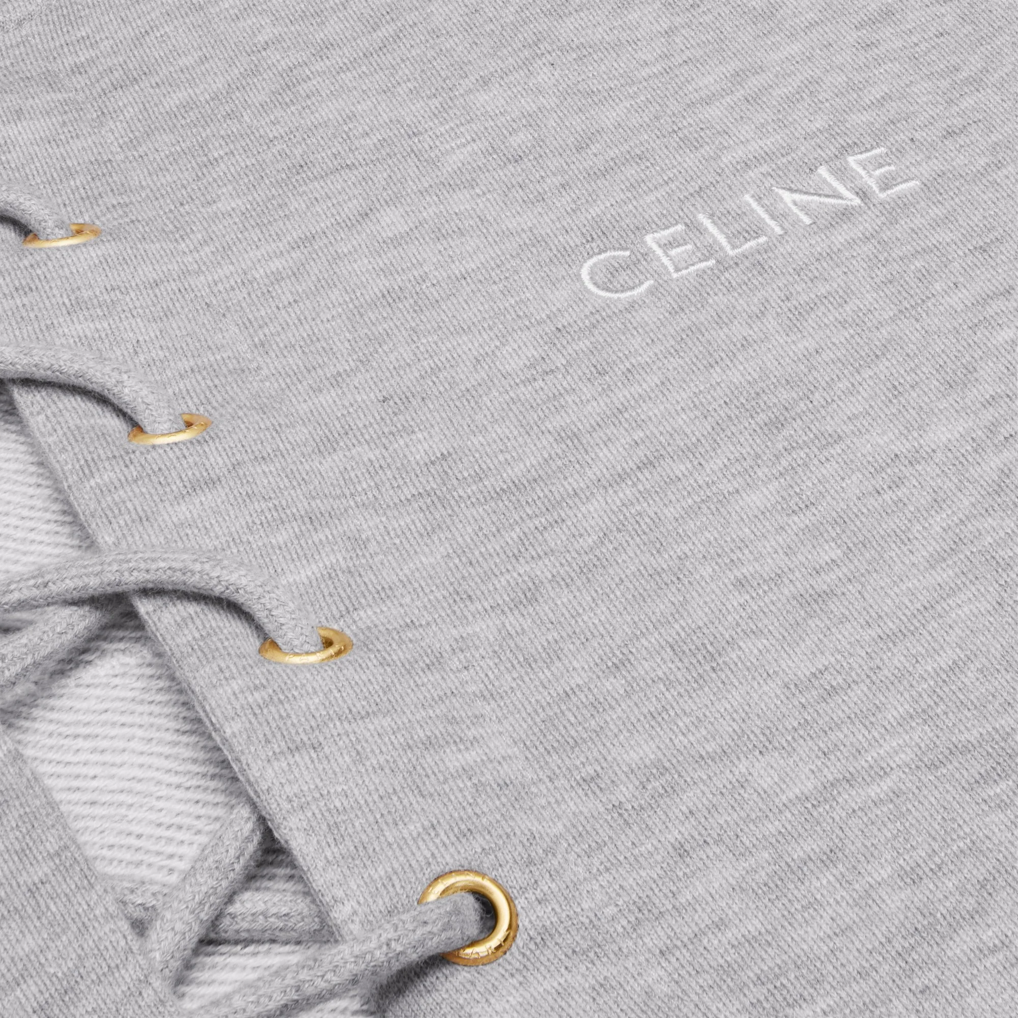 Sweat Lacets Celine Paris Molleton Coton Cashmere Cachemire - Grey Melange/Off White - Image 4