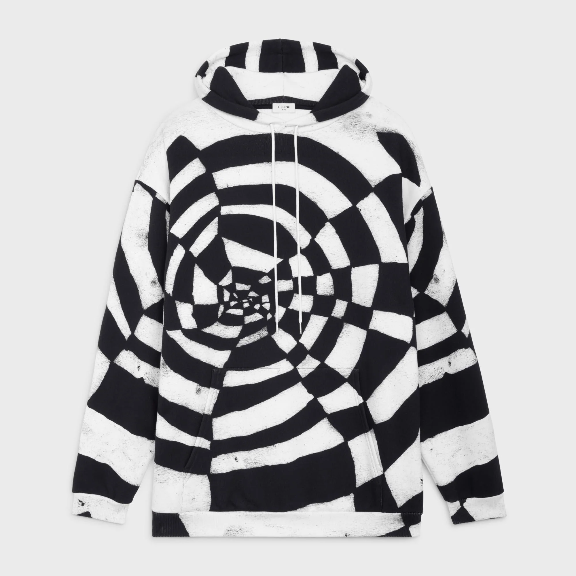 Hoodie Oversize Spider Allover Molleton Classique - Ecru / Black