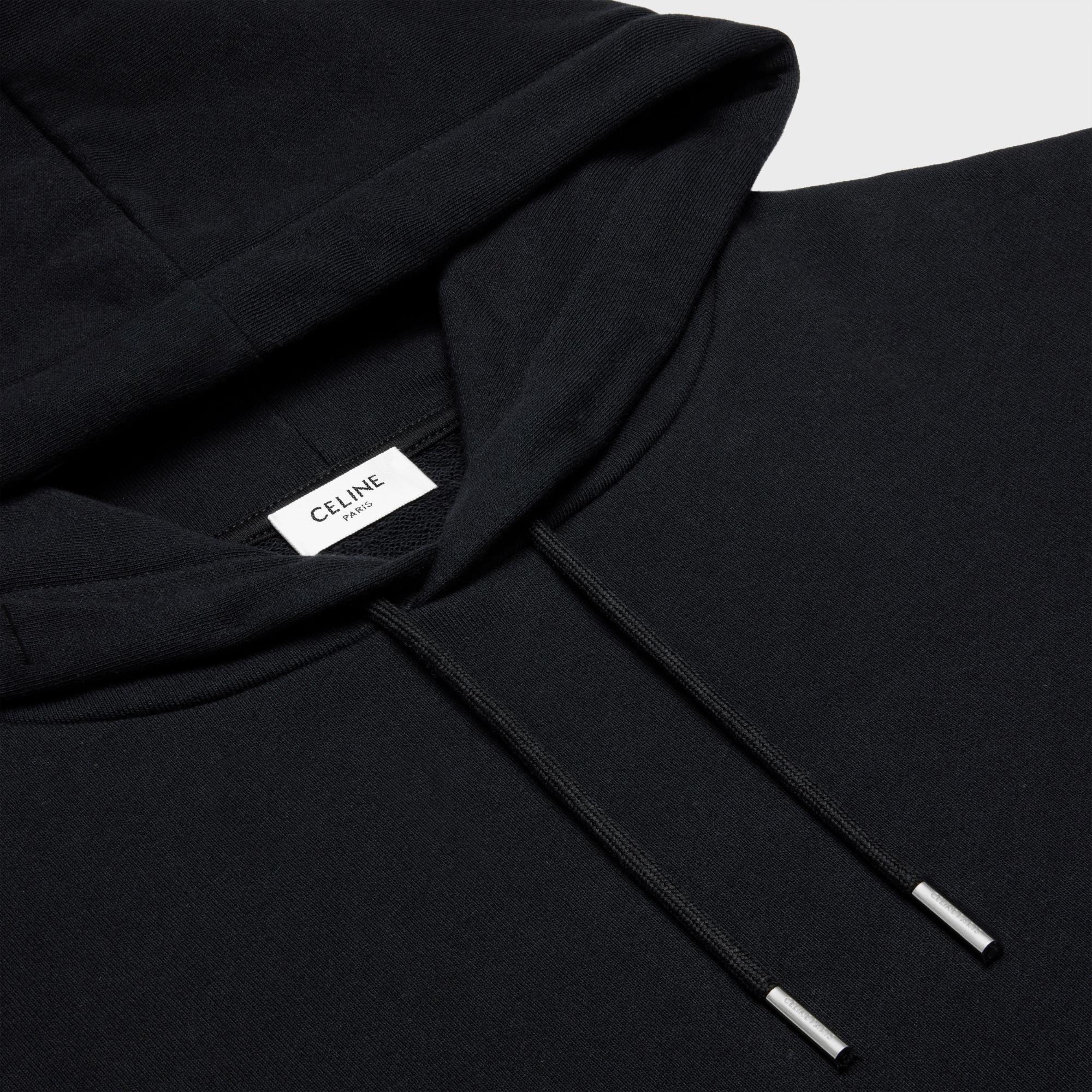 Hoodie Loose Celine Wiltern Cotton Fleece - Black / White - Image 3