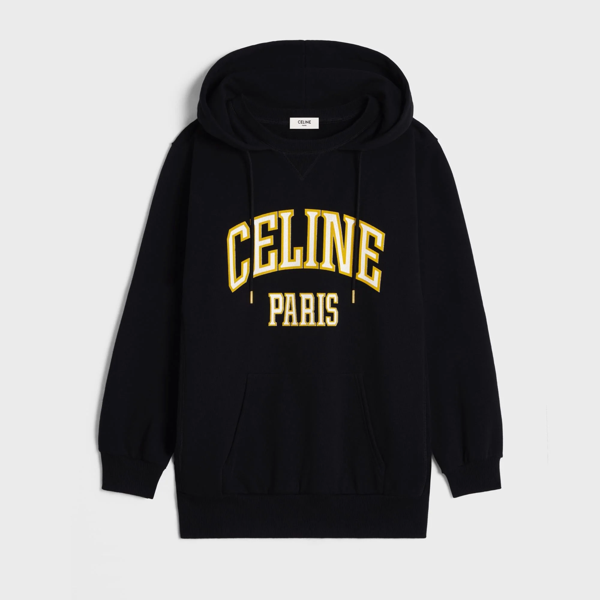 Hoodie Oversize Celine Paris Cotton Fleece - Black/Yellow/White