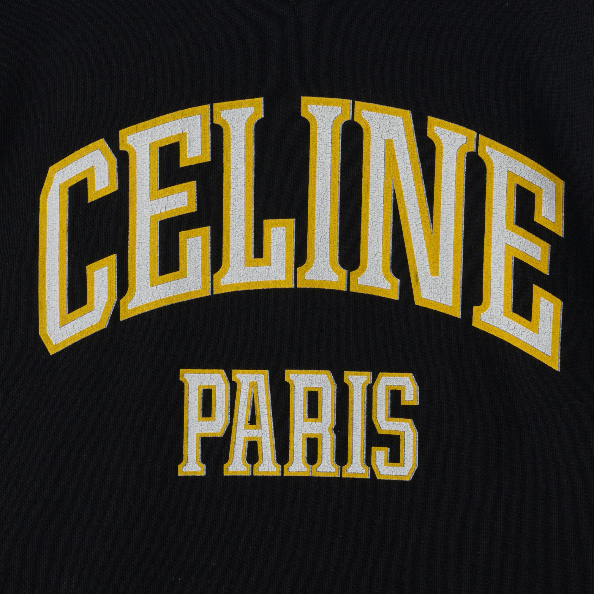 Hoodie Oversize Celine Paris Cotton Fleece - Black/Yellow/White - Image 4