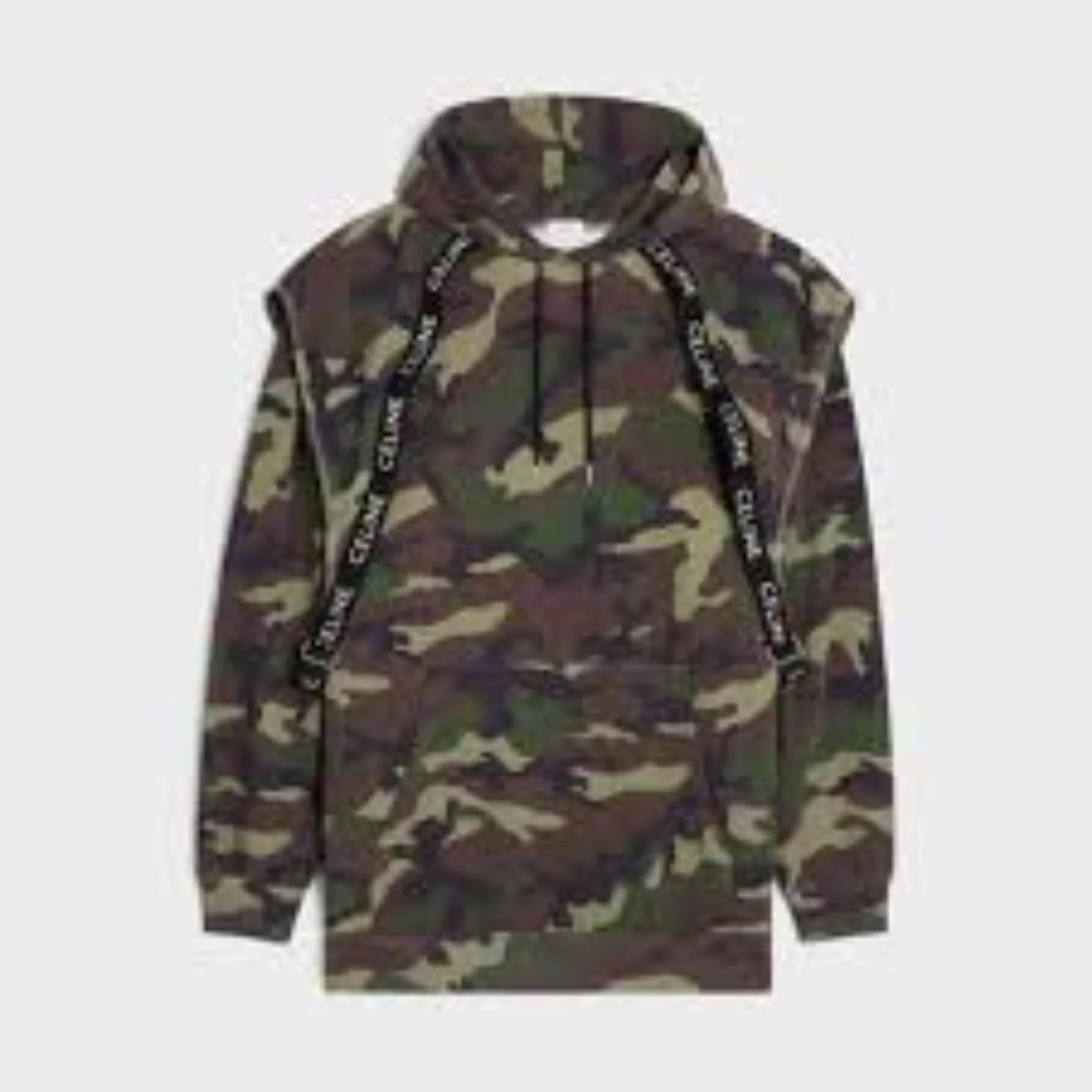 Hoodie Bandes Celine Molleton Classique Camouflage - Kaki/ White/ Black - Image 2