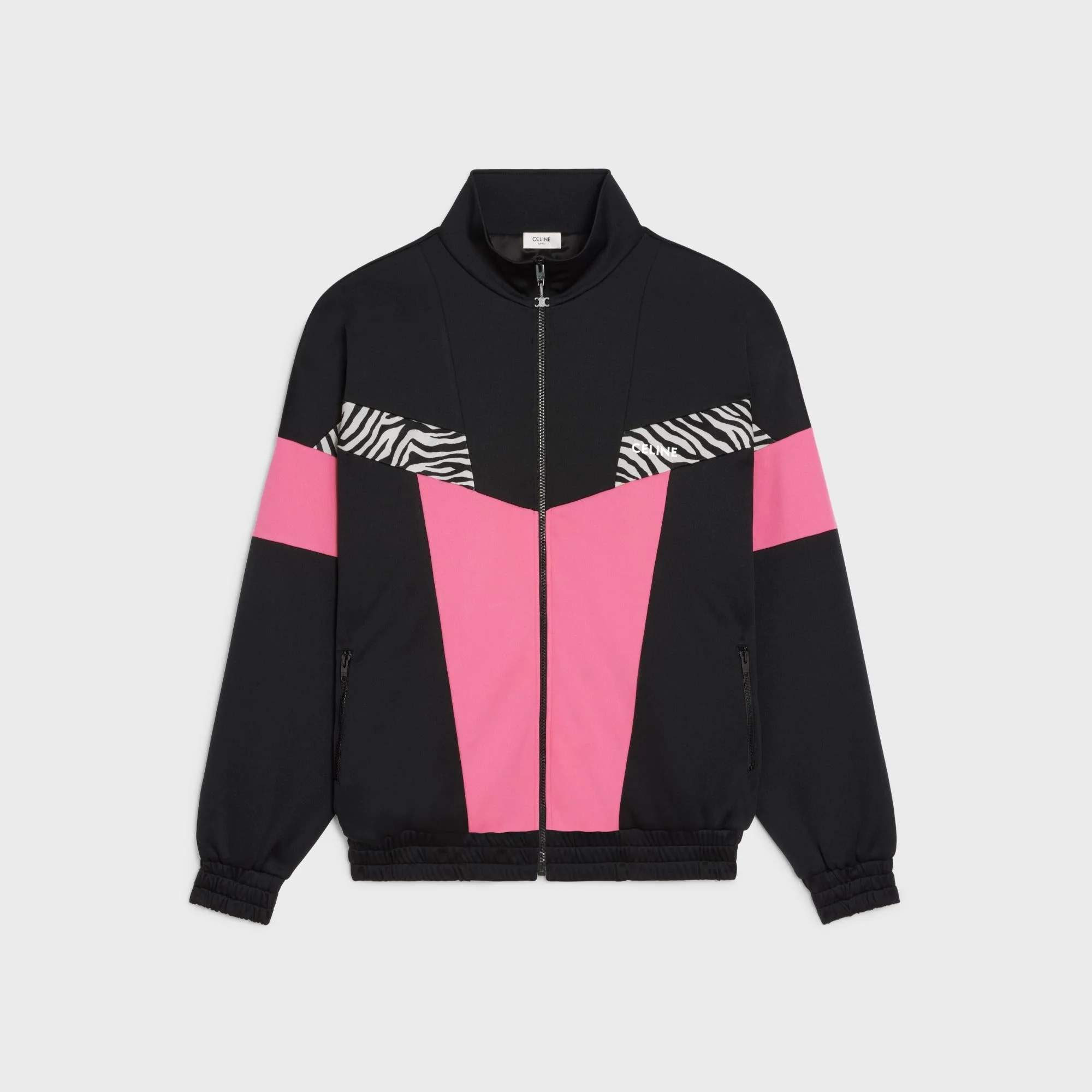 Sweat Zippé Découpes Double-Face Jersey - Black/ Rose Dahlia/ Zebra