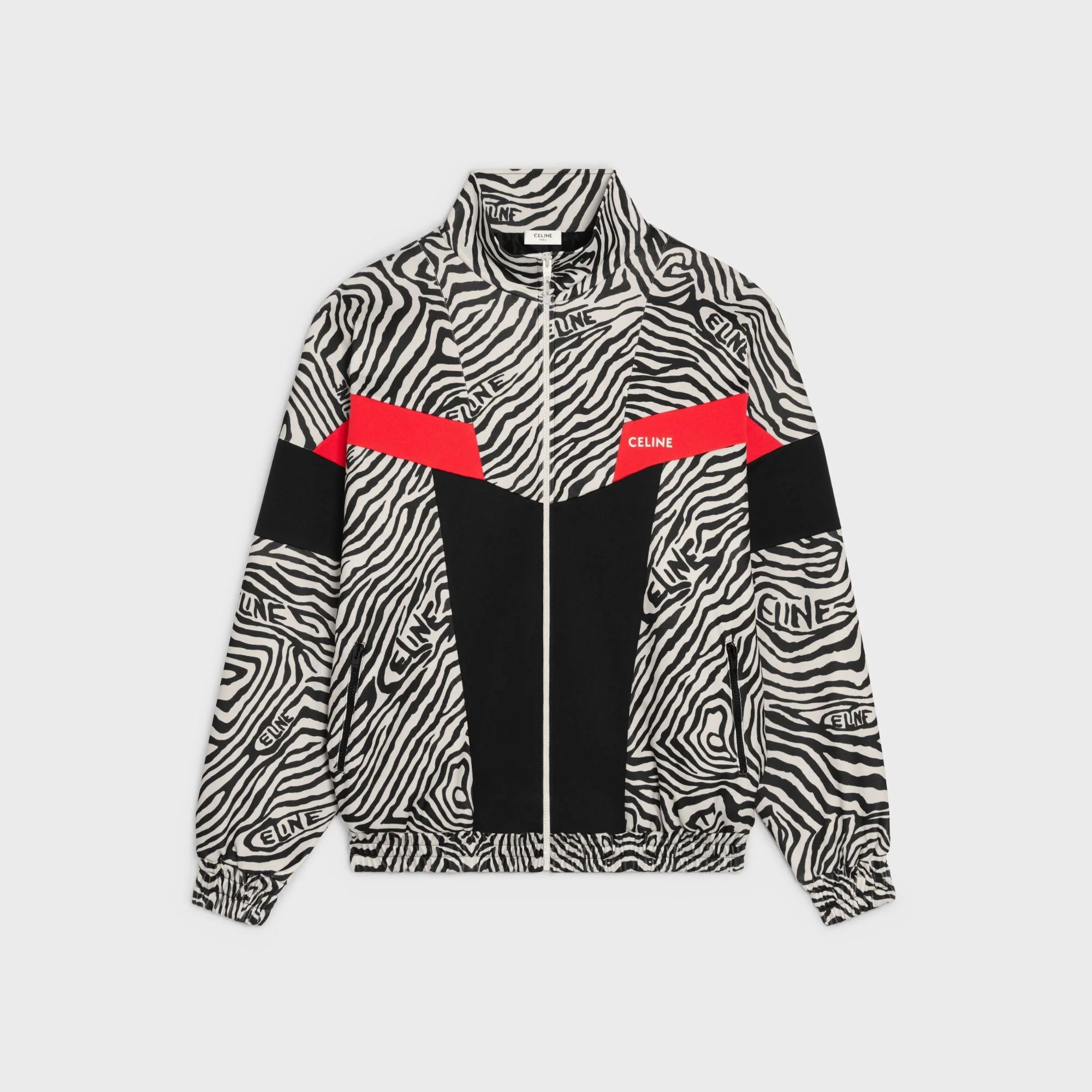 Sweat Zippé Découpes Jersey Double Face Zèbre - Zebra/Black/Red