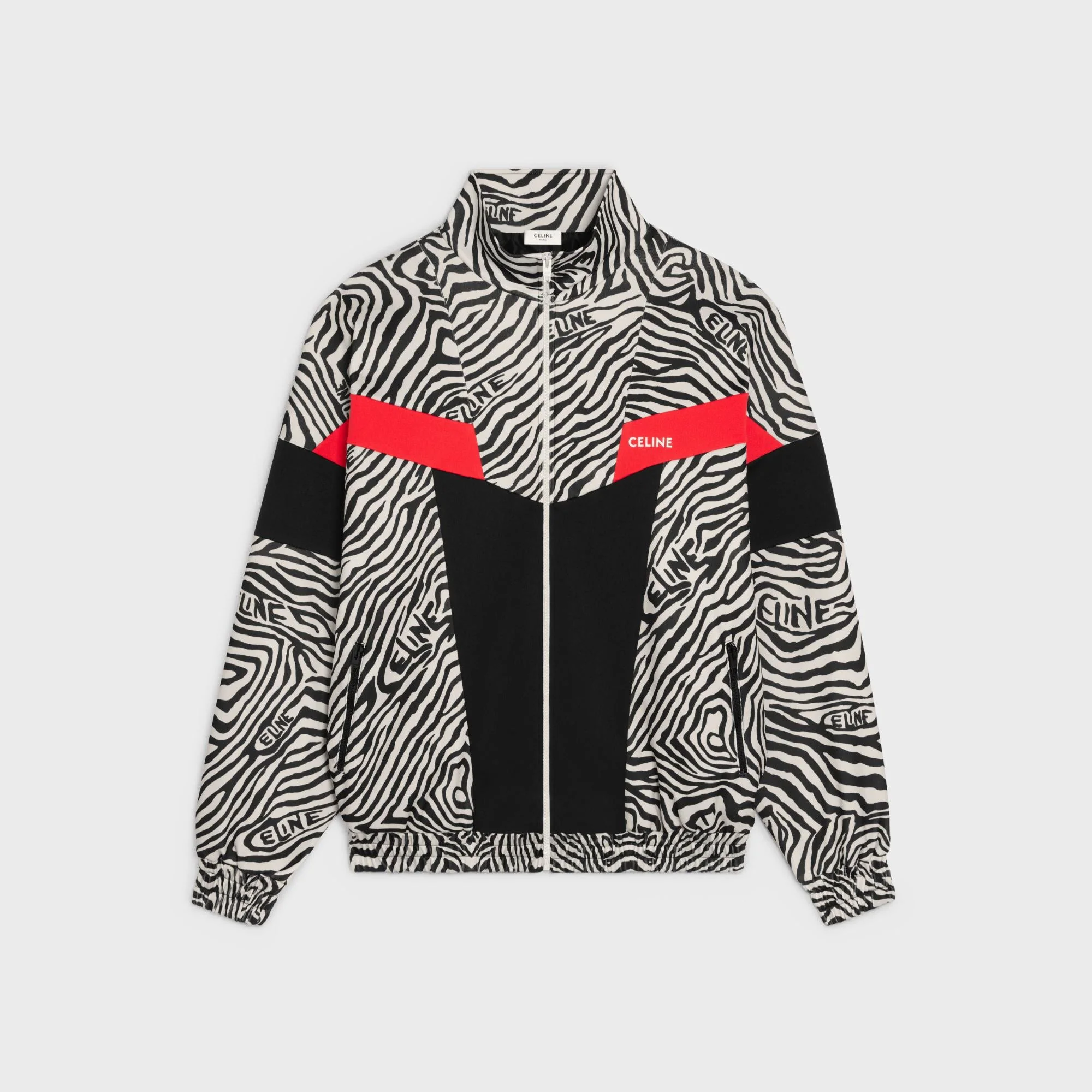 Sweat Zippé Découpes Jersey Double Face Zèbre - Zebra/Black/Red - Image 2