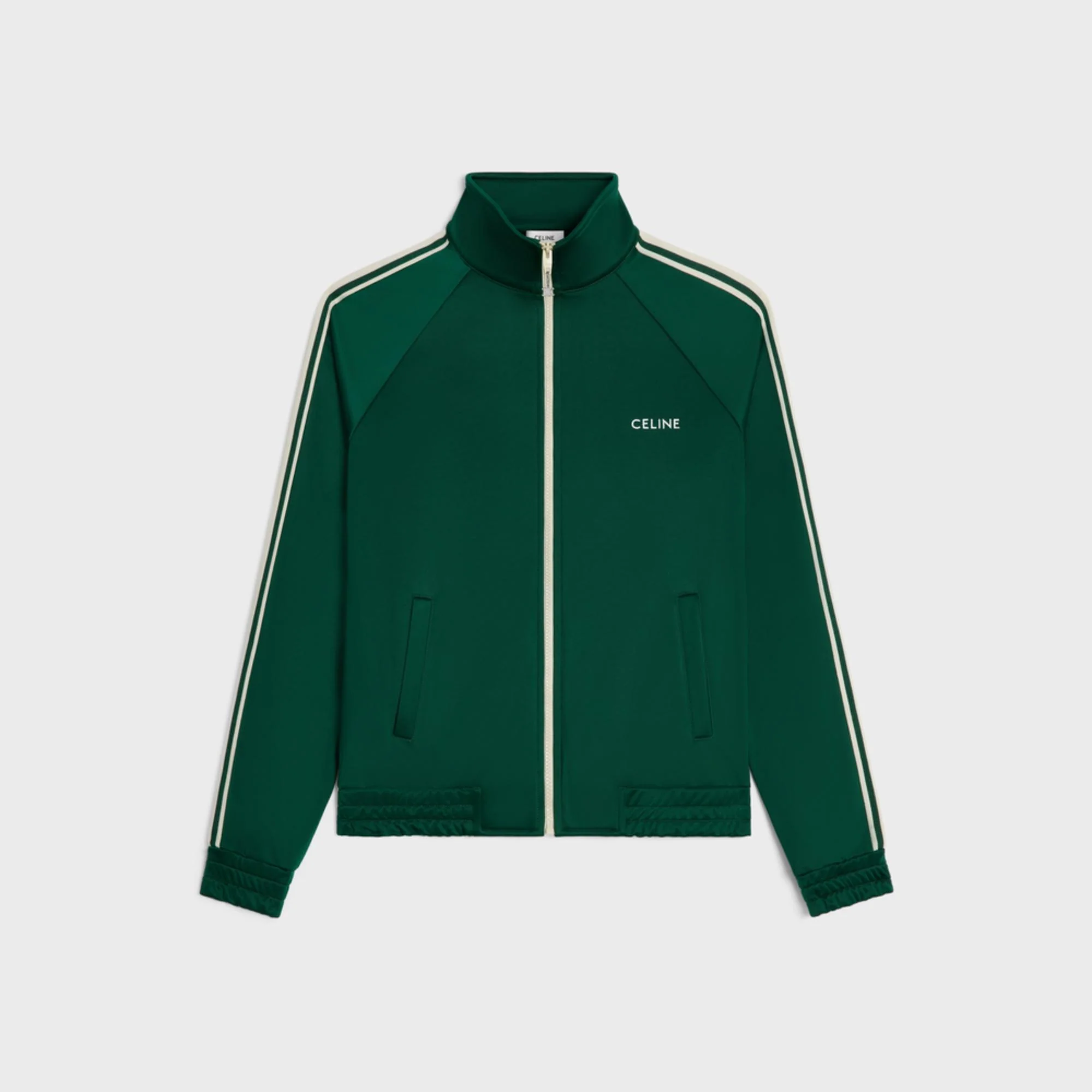 Veste Tracksuit Celine Double Jersey Vintage - Vert Bouteille / Off White