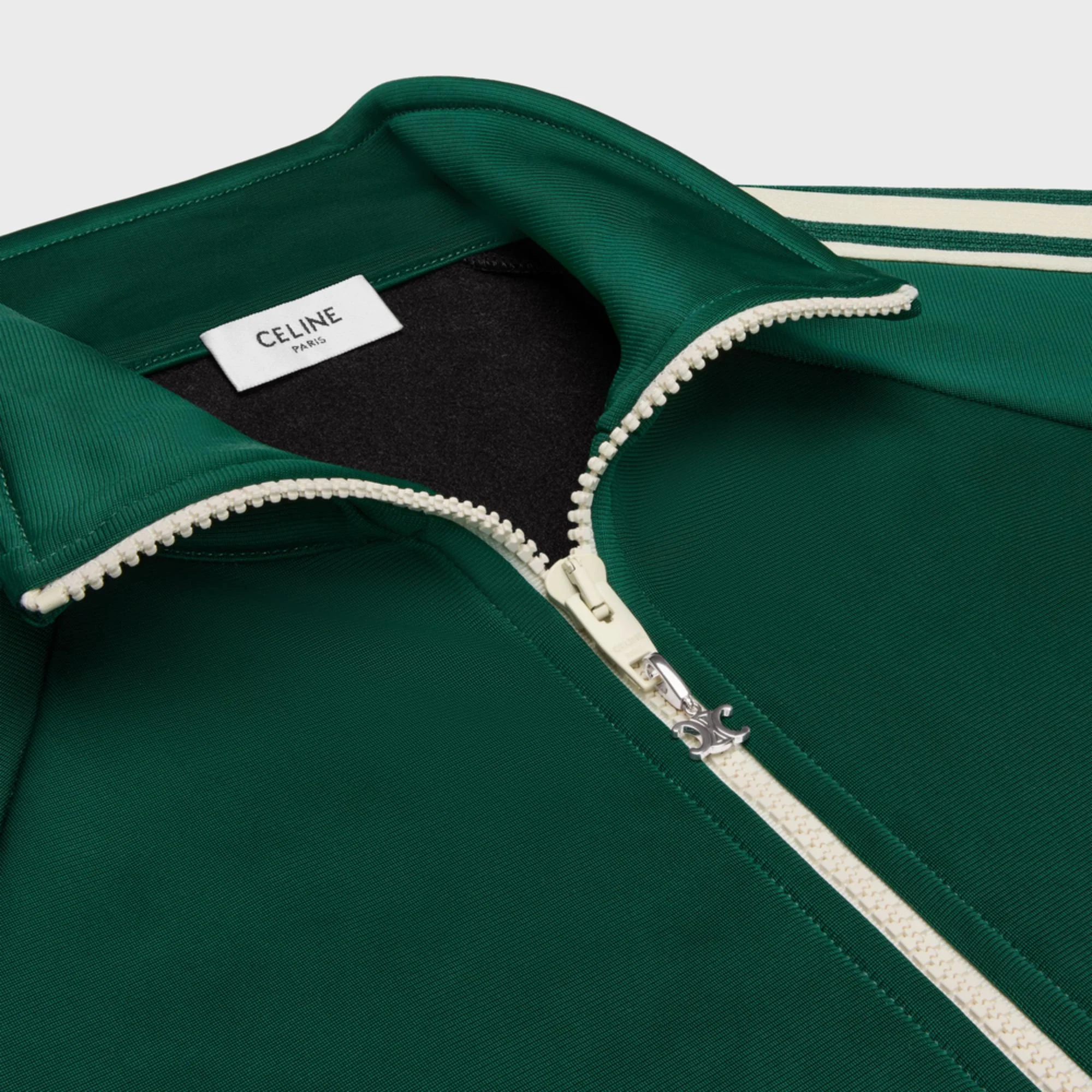 Veste Tracksuit Celine Double Jersey Vintage - Vert Bouteille / Off White - Image 3