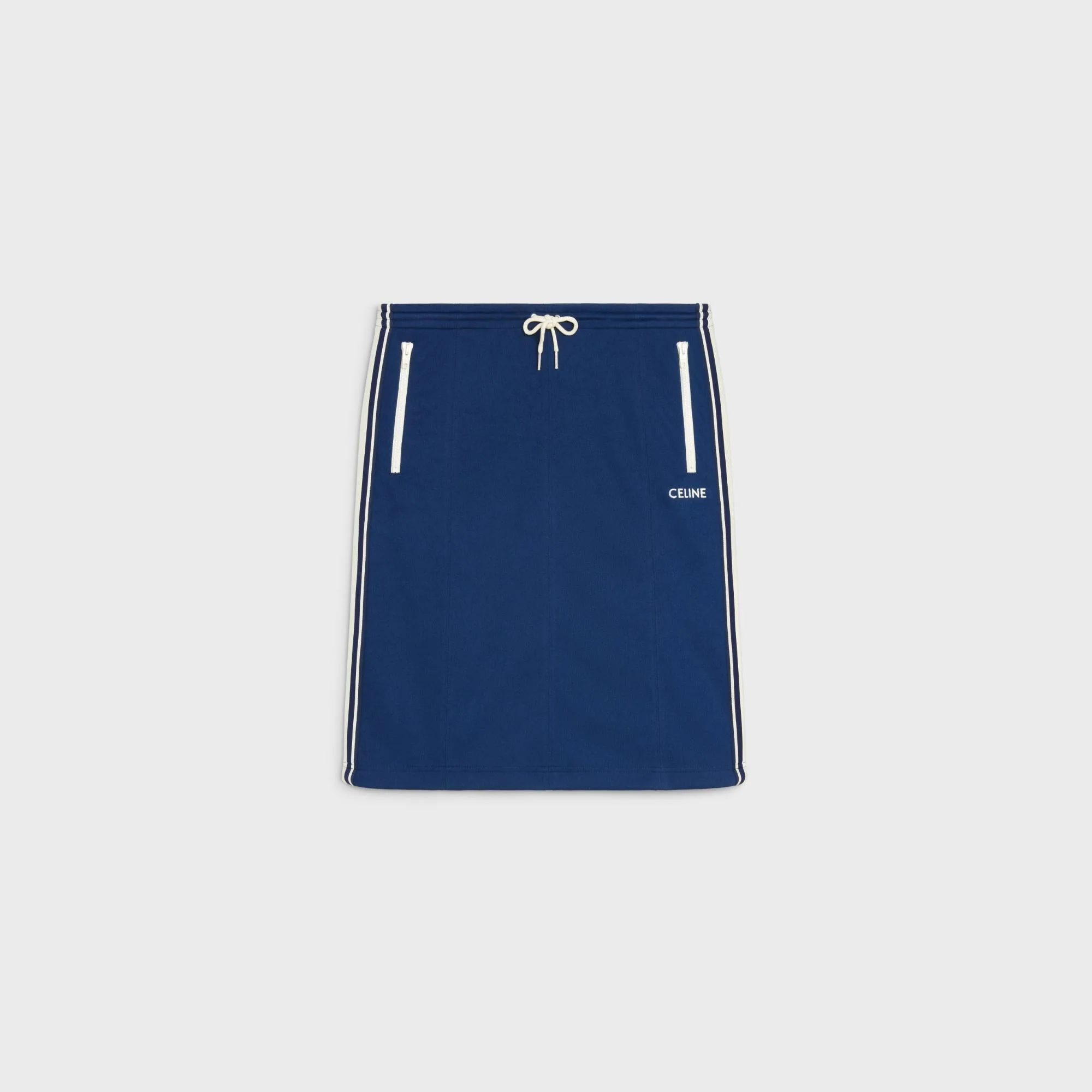 Skirt Droite Bande Bicolore Double-Face Jersey Jupe - Blue/White - Image 2