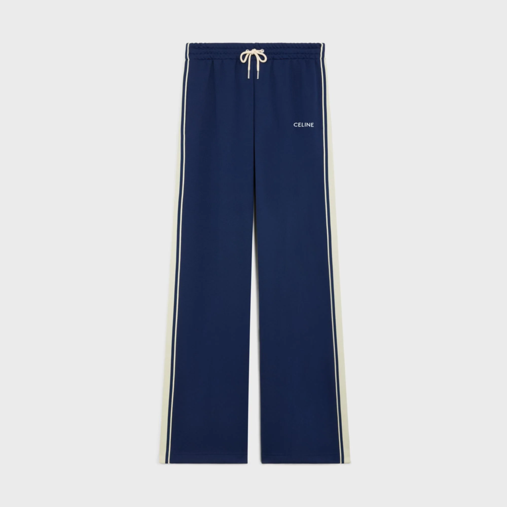 Pantalon Tracksuit Celine Double-Face Jersey - Navy/Off White