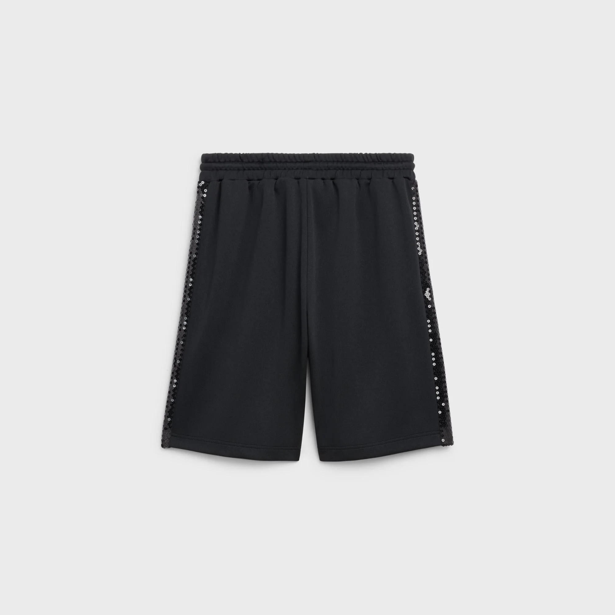 Bermuda Shorts Double-Face Jersey Droit Bandes Brodées - Black - Image 2