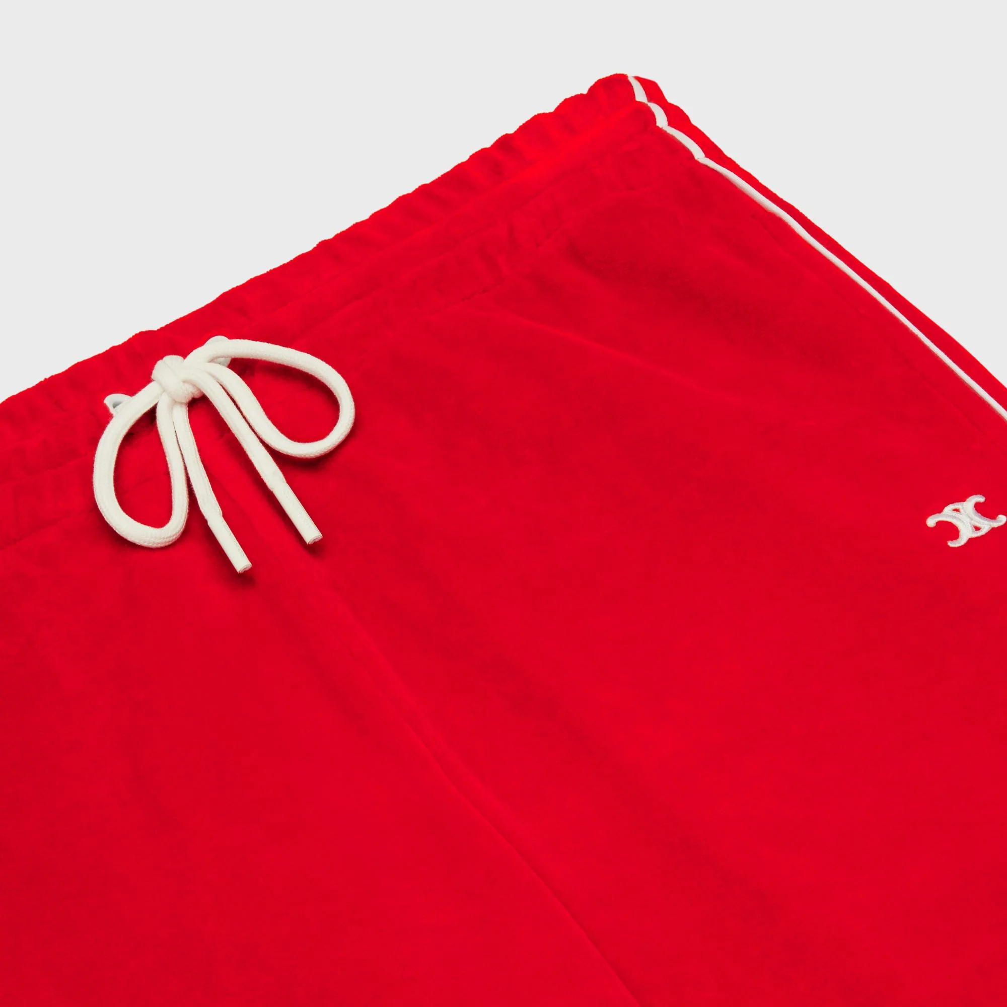 Jogging Droit Triomphe Velvet Jersey - Poppy Red/Off White - Image 5