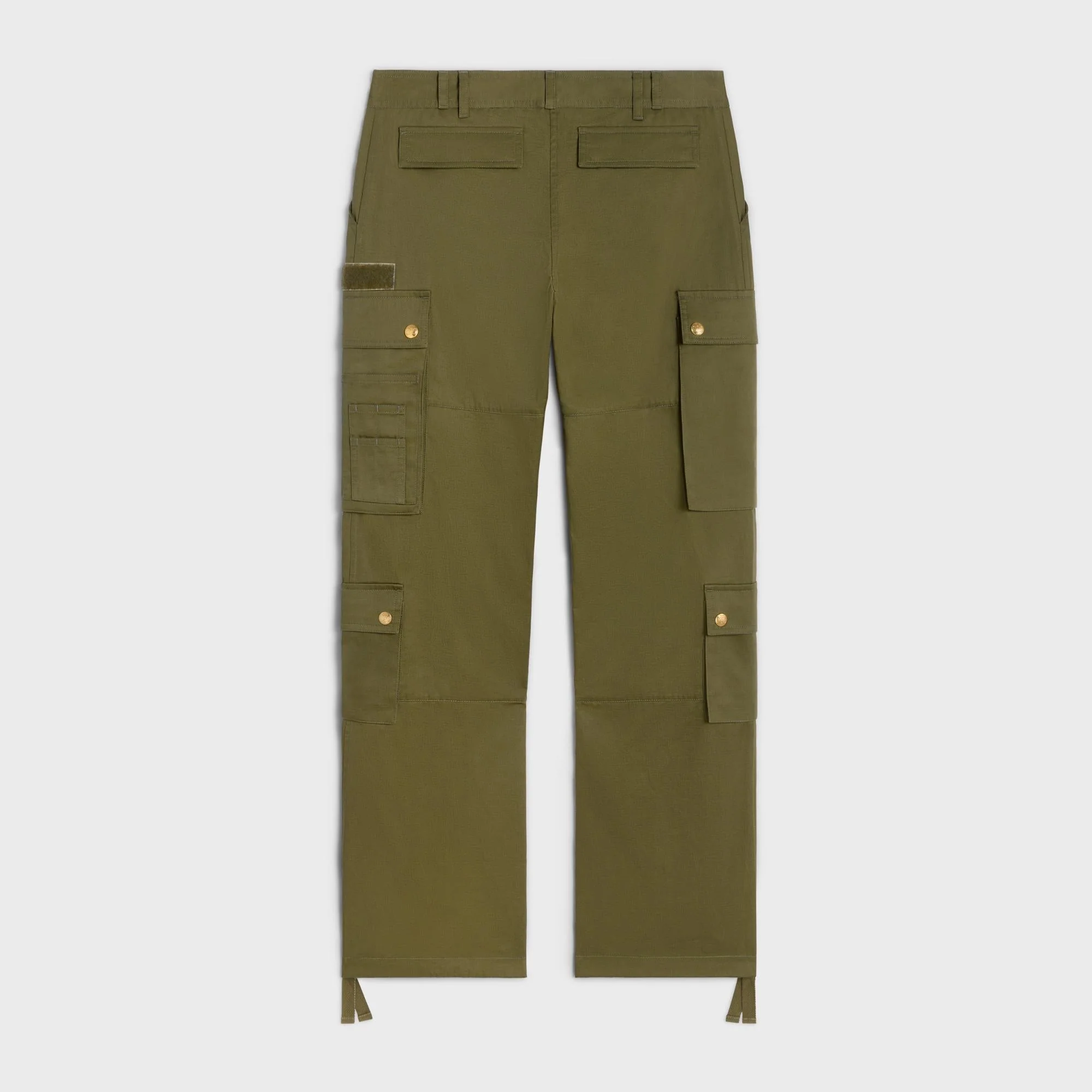 Pants Cargo Cotton And Linen Gabardine Pantalon - Kaki Militaire - Image 2